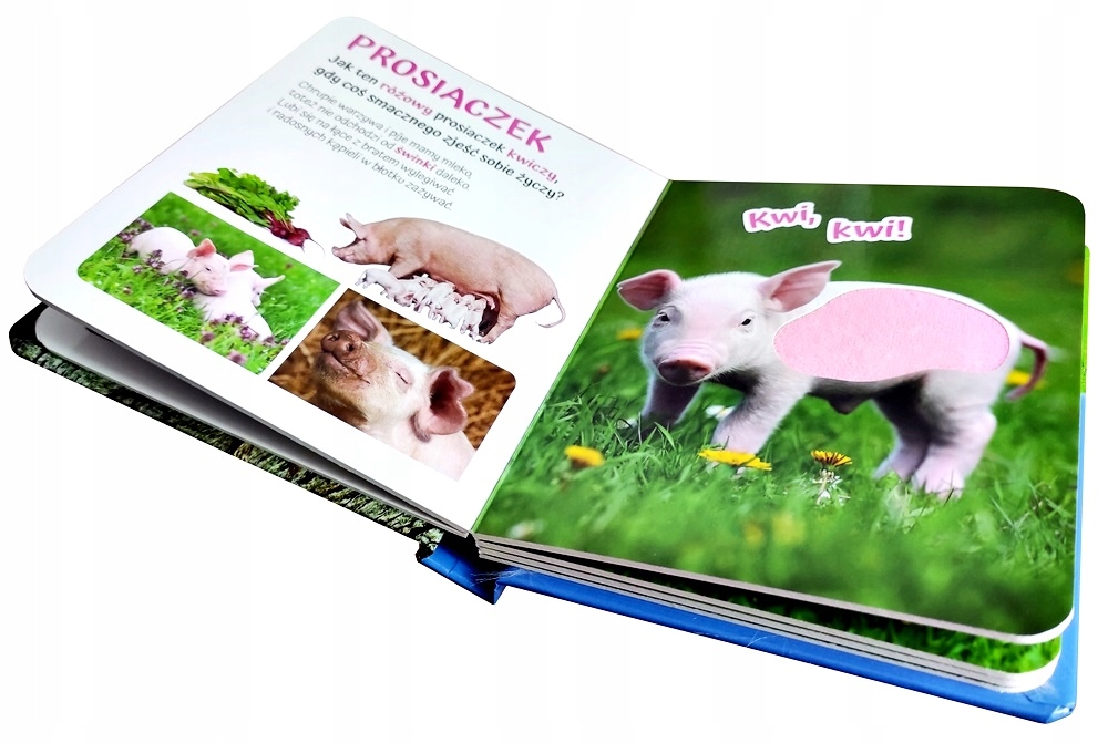 KSIĄŻECZKA KSIĄŻKA POGŁASZCZ ZWIERZĄTKO WIEJSKIE Materiał karton tkanina inny