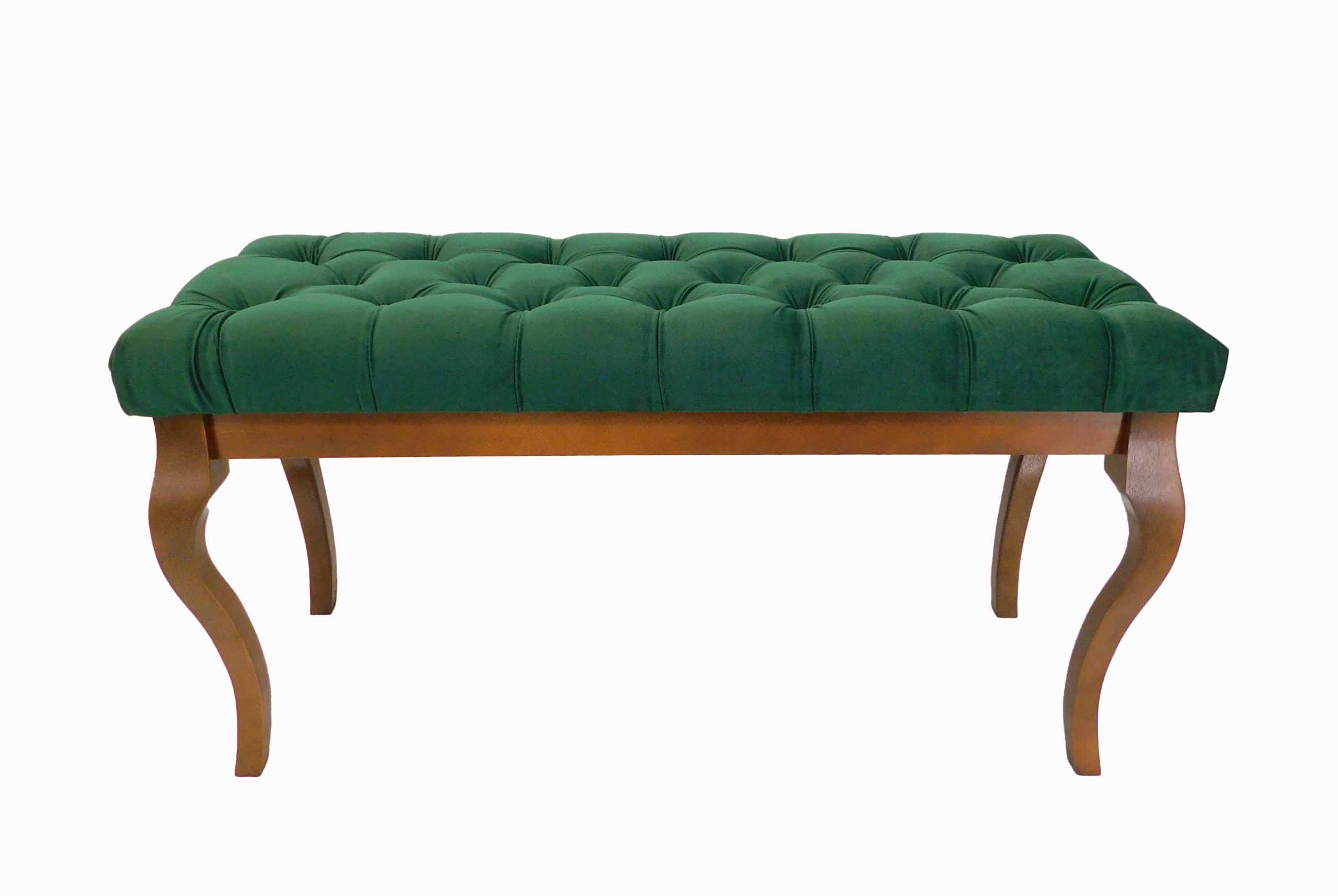 Čalúnená lavica s prešívaním 105 cm buková, farba fľašová zelená