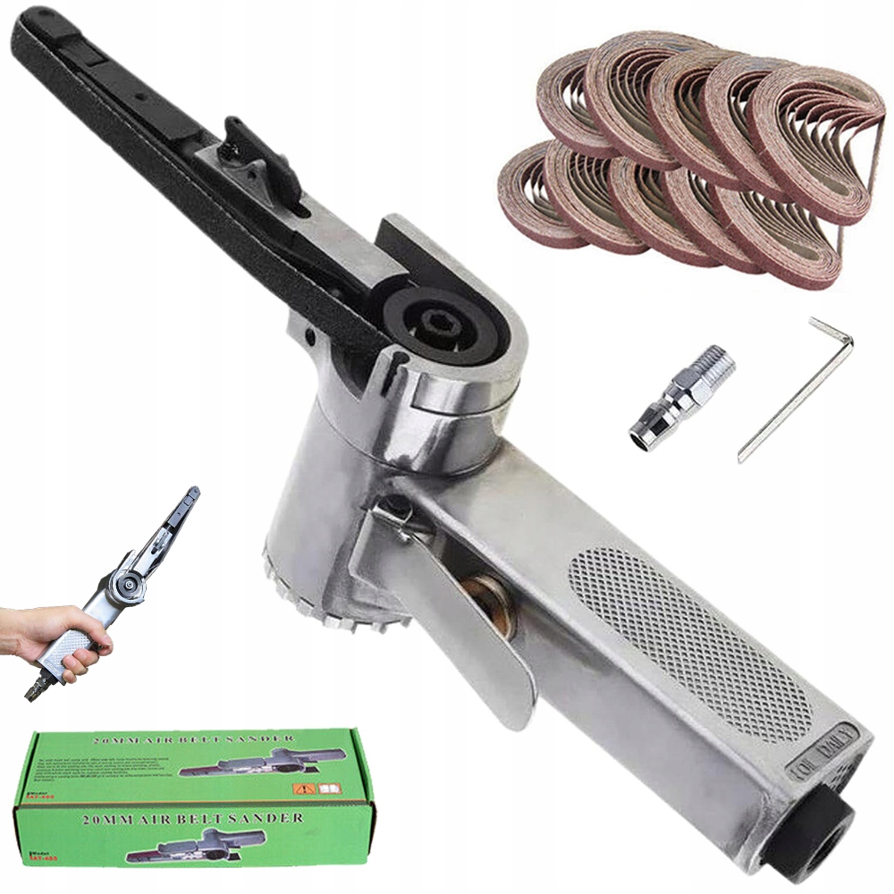 Pneumatická Pásová Bruska 10x330 mm Bezkoncová Páska 25 Ks