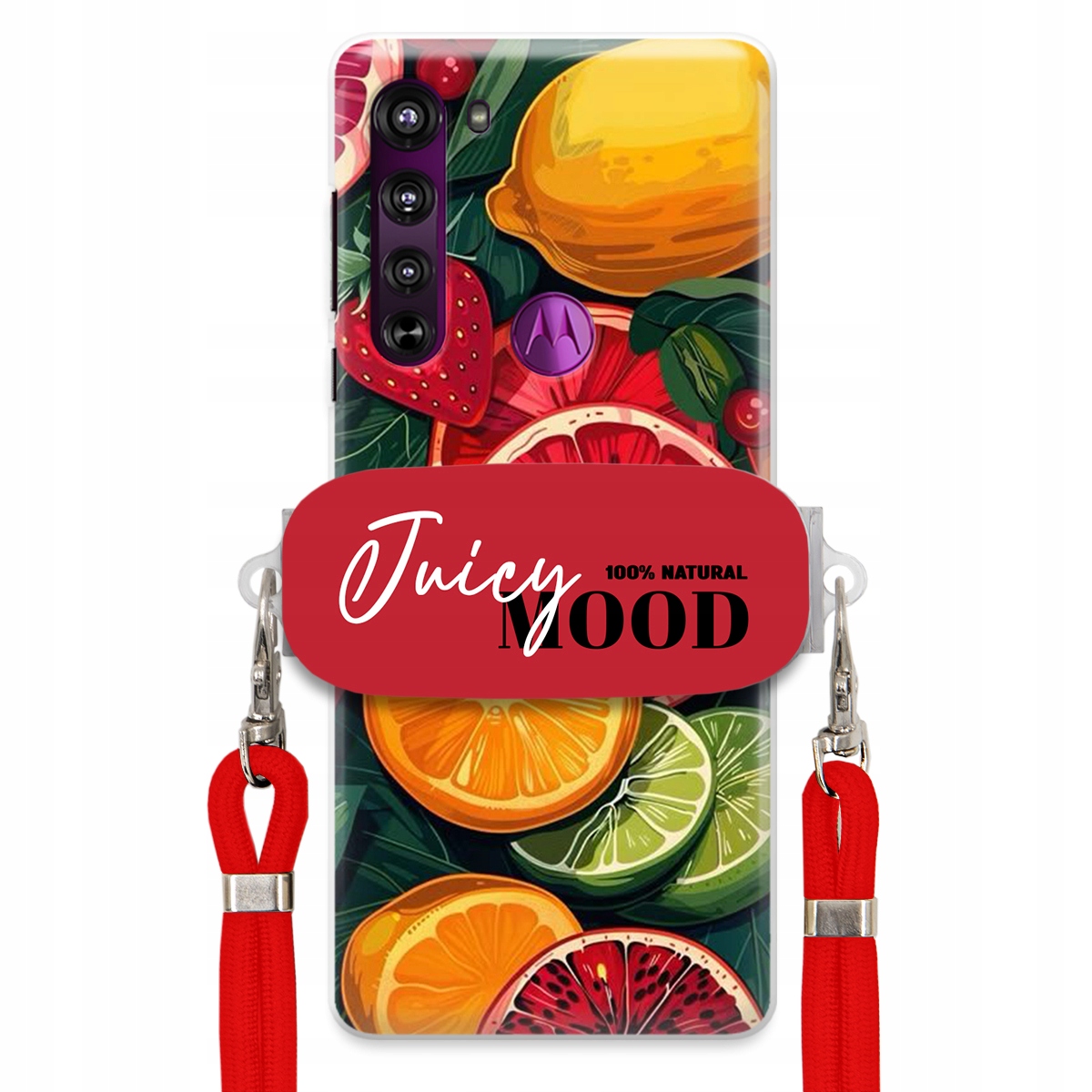 Puzdro pre Motorola Edge Červené Crossbody vodítko Módny držiak Juice Mood