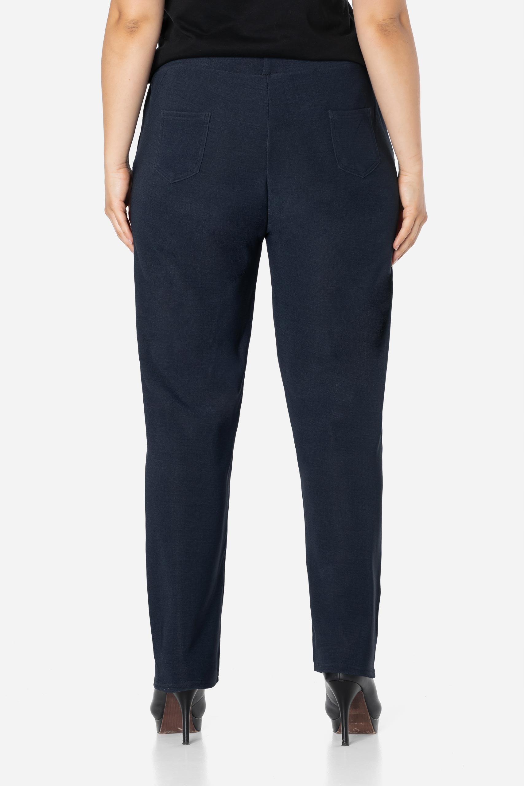 Eleganckie Wizytowe Spodnie Cygaretki Damski Duże Wysoki Stan 306-2 7XL/8XL Kolor niebieski