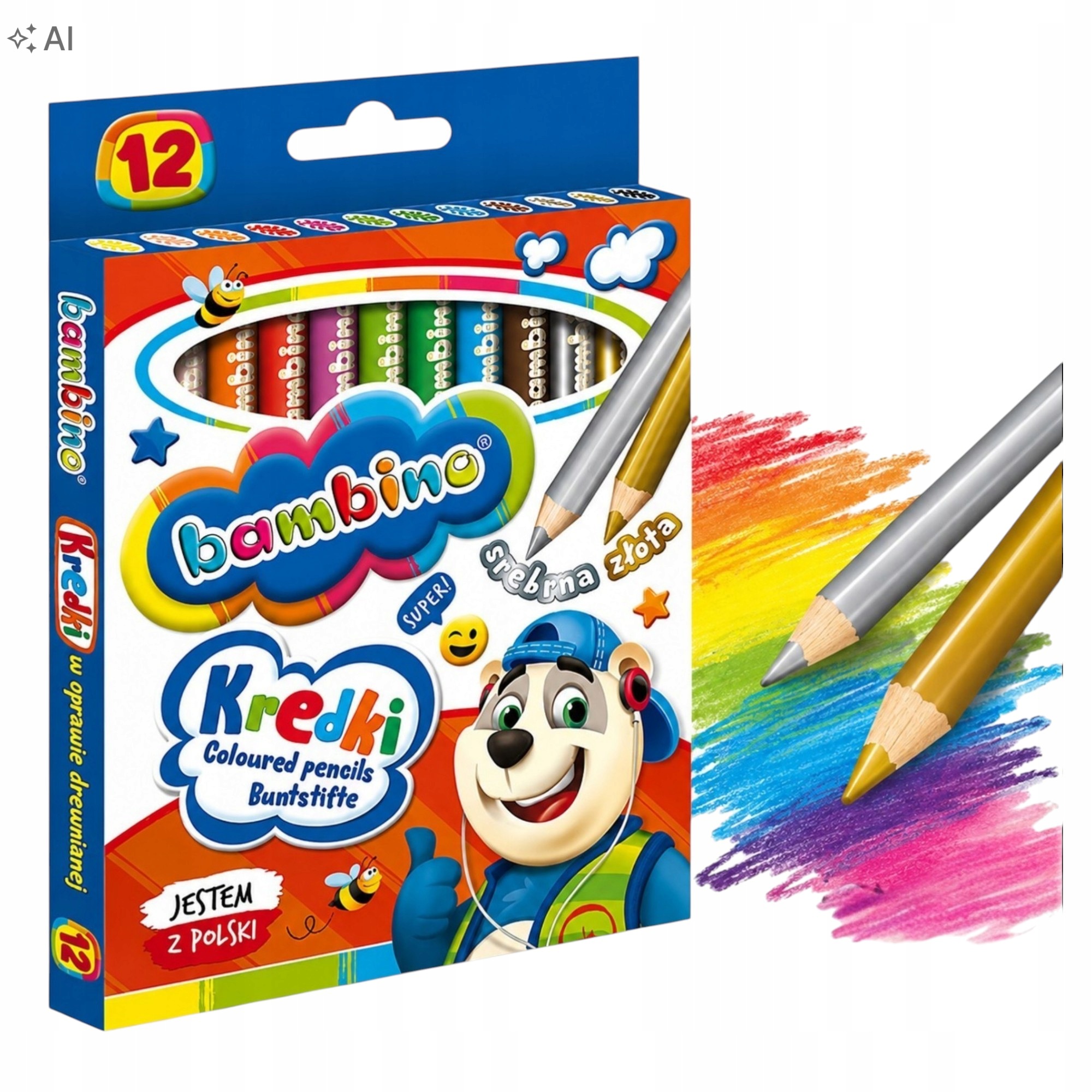 Kredki Bambino Grube dla Dzieci Szkolne do Szkoły Intensywne