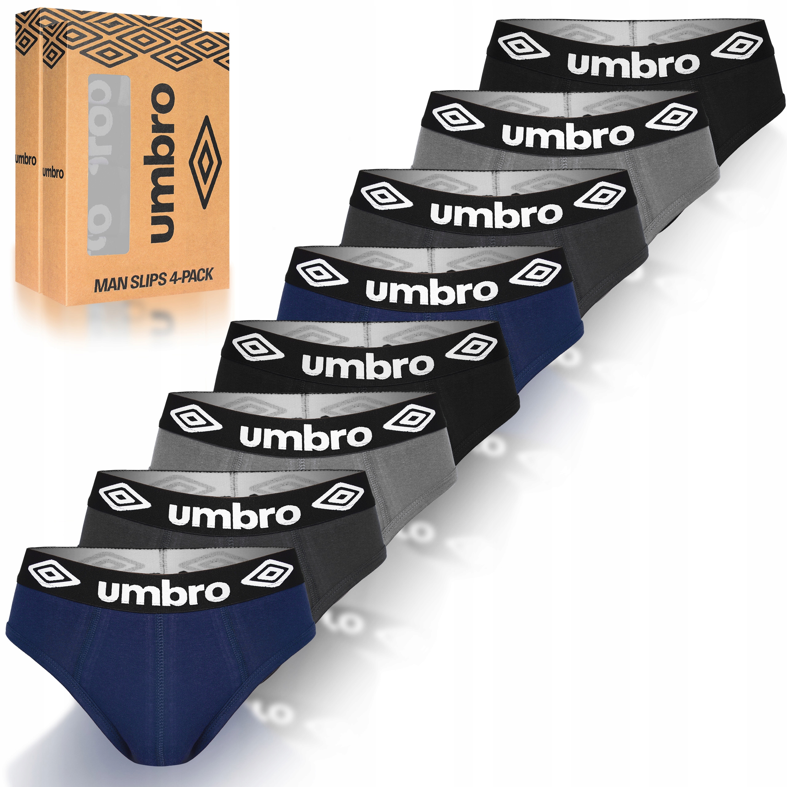 Umbro Slipy Majtki Męskie Bawełniane Zestaw 8 sztuk Rozmiar M