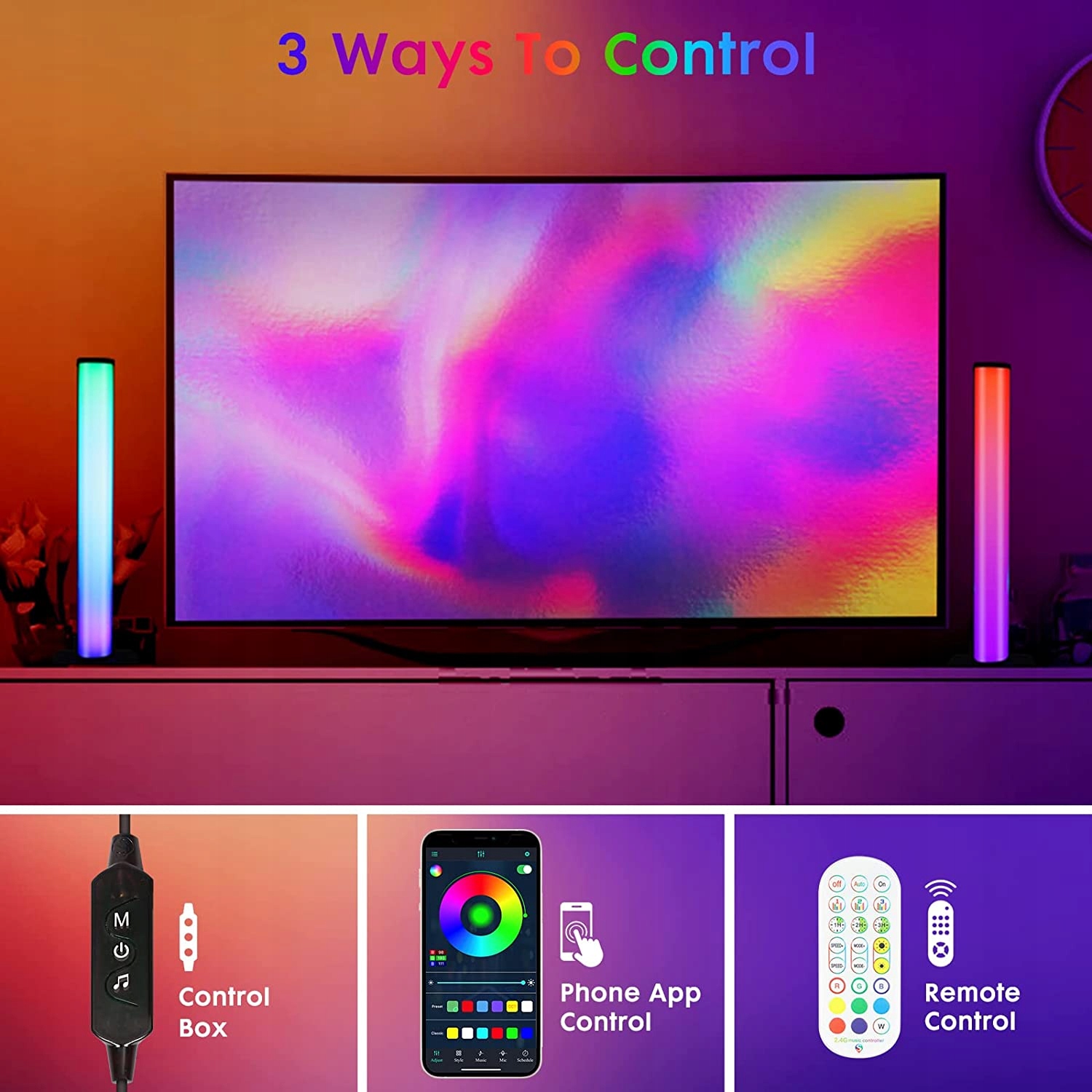 Lampa LED inteligentna lampa RGB 2 sztuki + pilot Kolor dominujący wielokolorowy