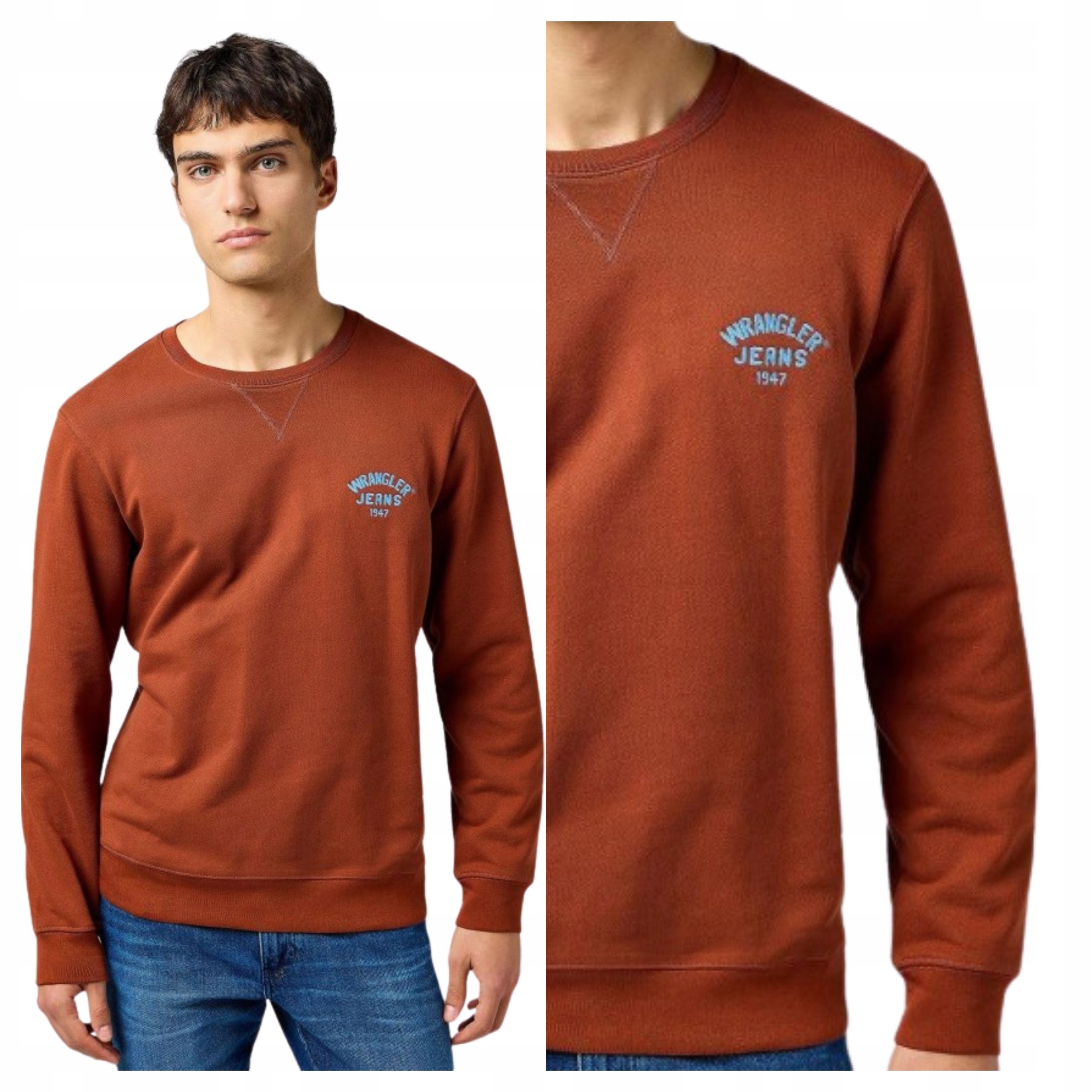 Pánská Mikina Wrangler Small Logo Crew Smoked Paprika Červená Klasická L