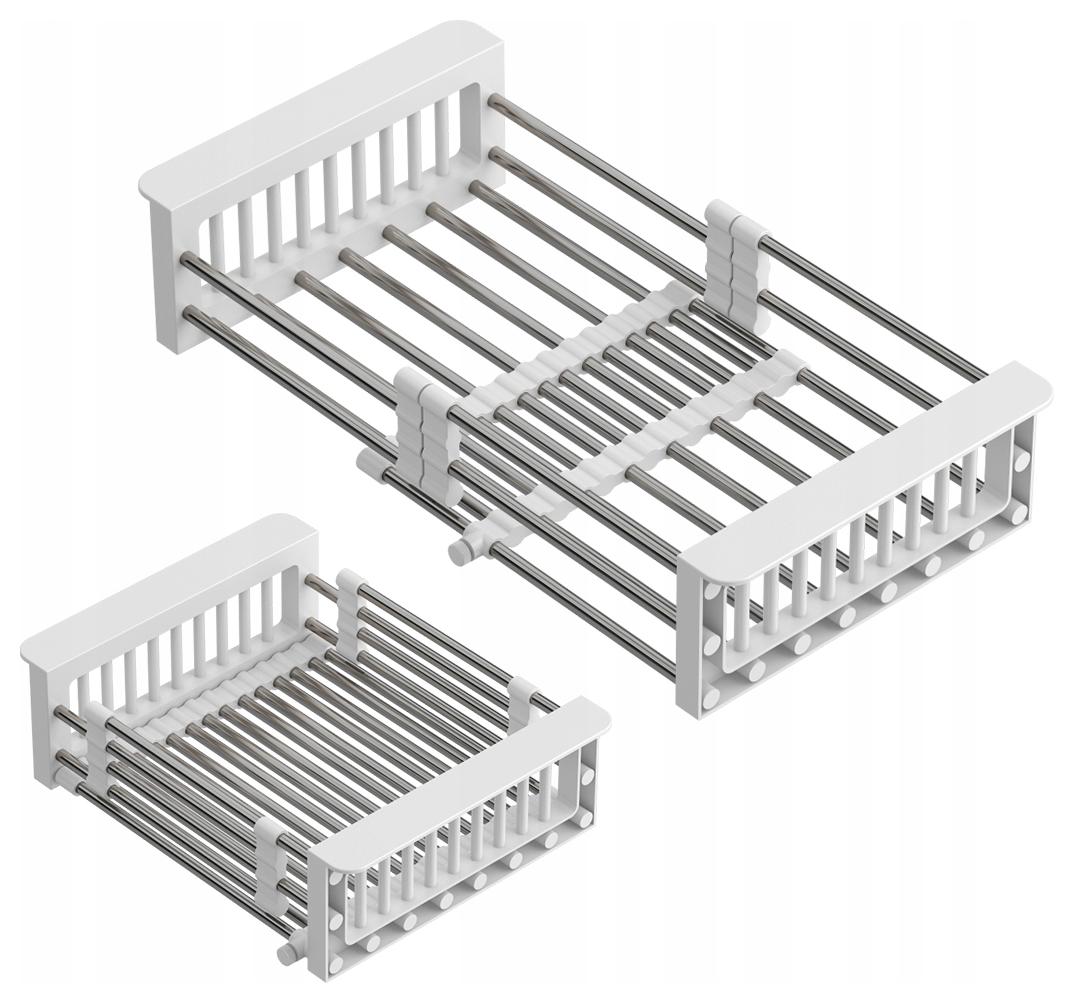 Teleskopický Odkapávač Ocelový Košík Bílý Dřez