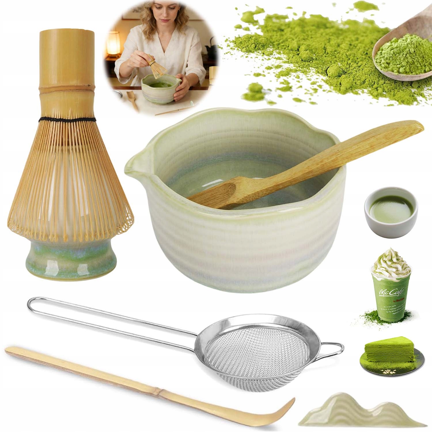 Zestaw Do Herbaty Matcha 7-CZĘŚCIOWY Zestaw, Narzędzia Do Parzenia Herbaty