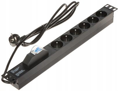 Zásuvková Lišta Rack 19" PD-6/R-1P 6 Zásuvek 1.8M 16A 3680W Typ C