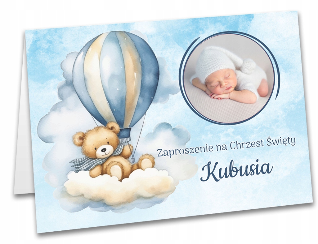 ZAPROSZENIA ze ZDJĘCIEM imieniem na CHRZEST ROCZEK