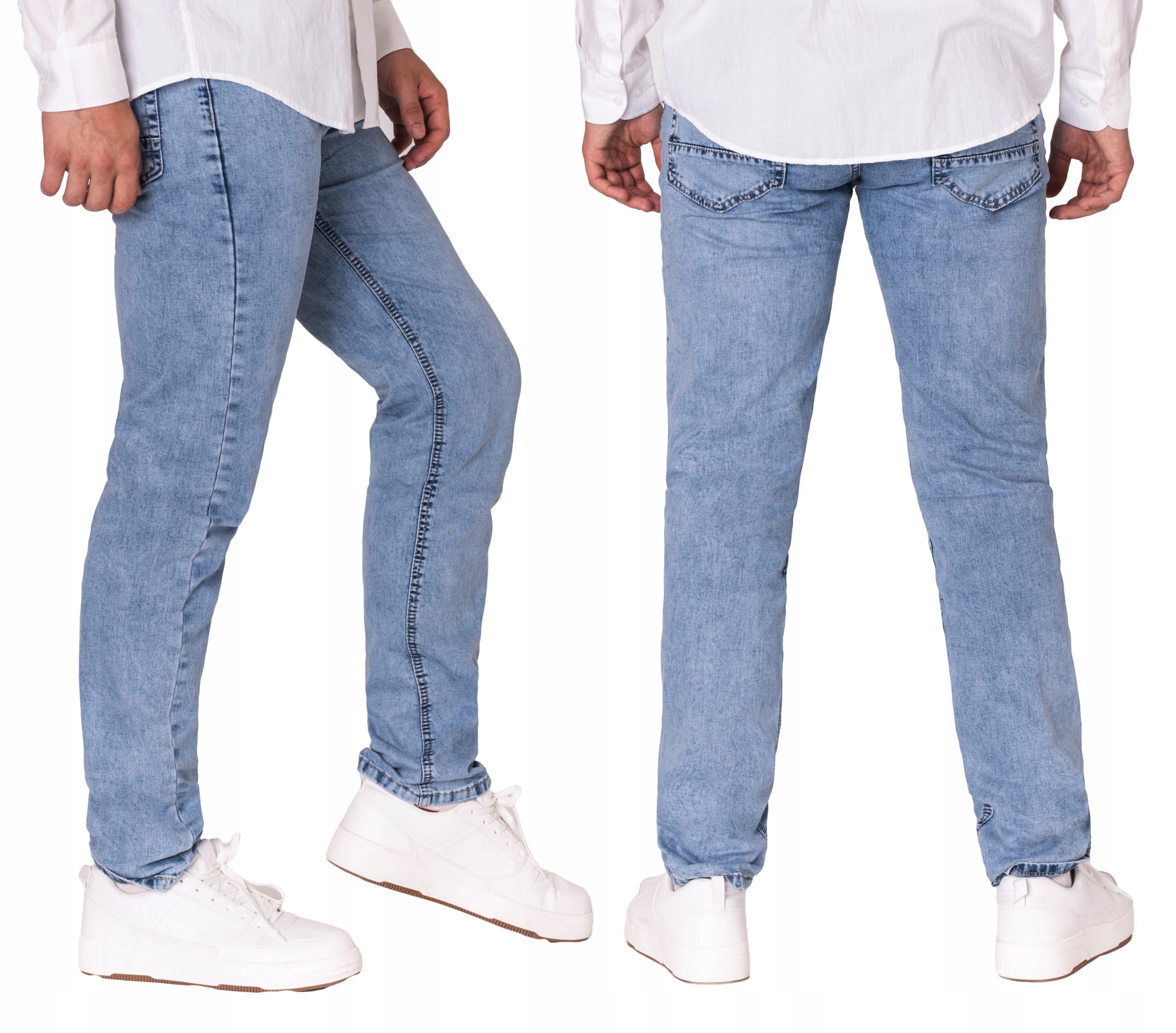Jasne Niebieskie Spodnie Męskie Jeans Texasy Dżinsy dla Wysokich 7387 40/34