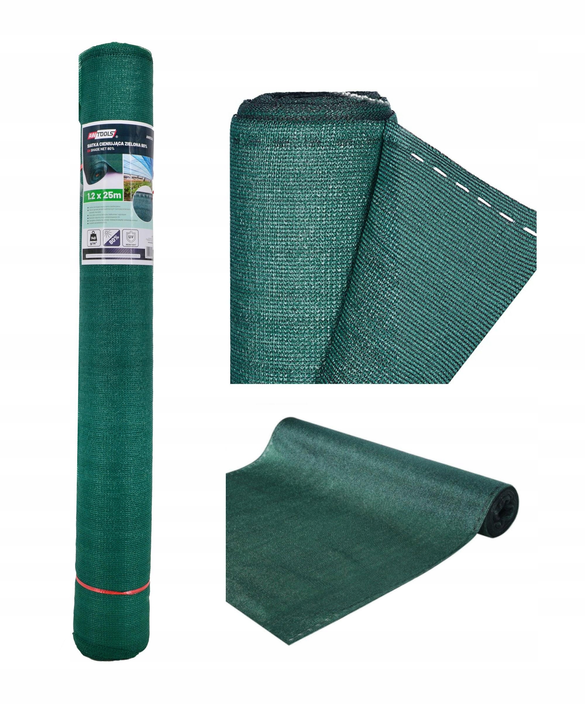

Awtools Siatka Cieniująca 180g 1,2*25m Ziel. UV90%