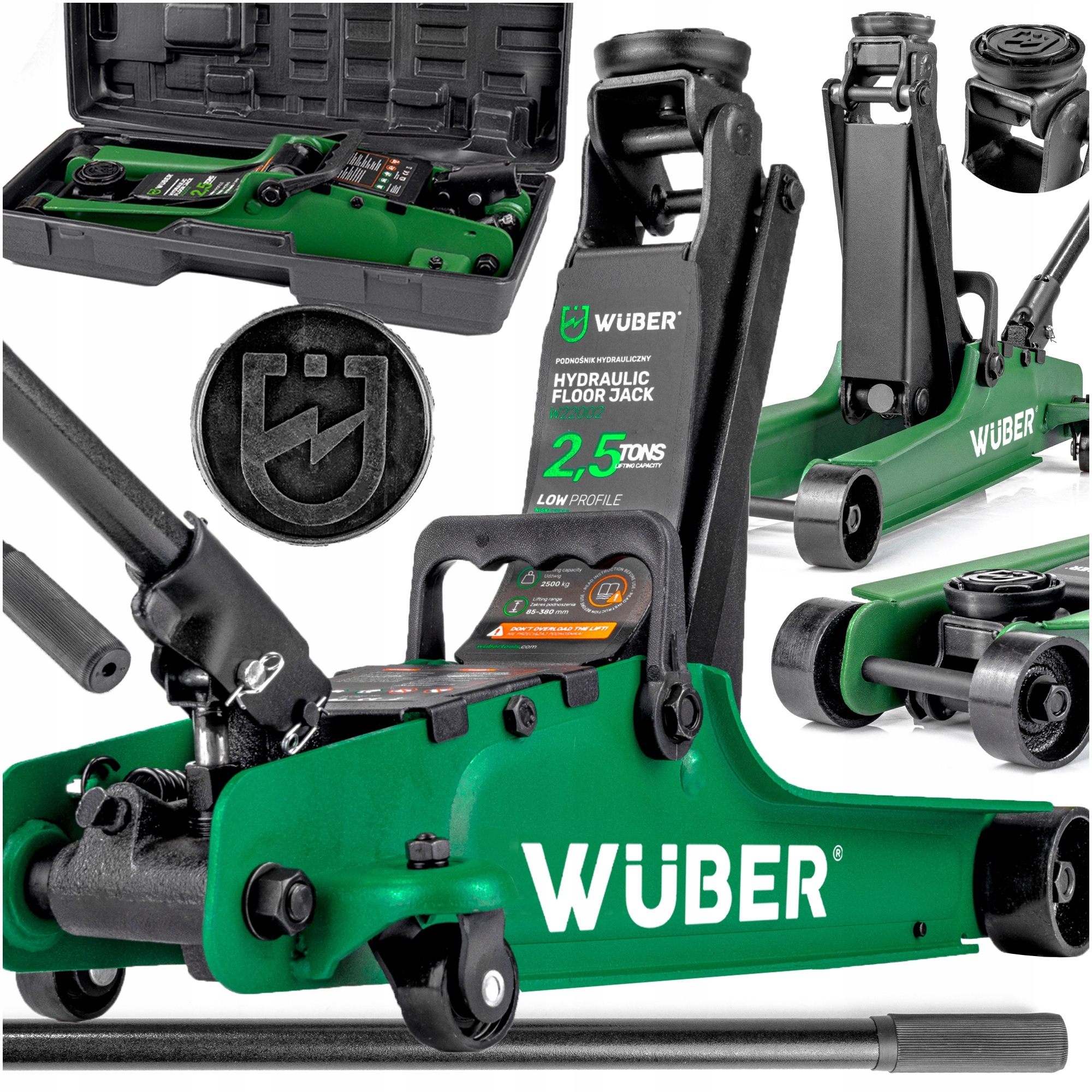 PODNOŚNIK SAMOCHODOWY ŻABA LEWAREK NISKOPROFILOWY PUNKTOWY 2,5T + WALIZKA