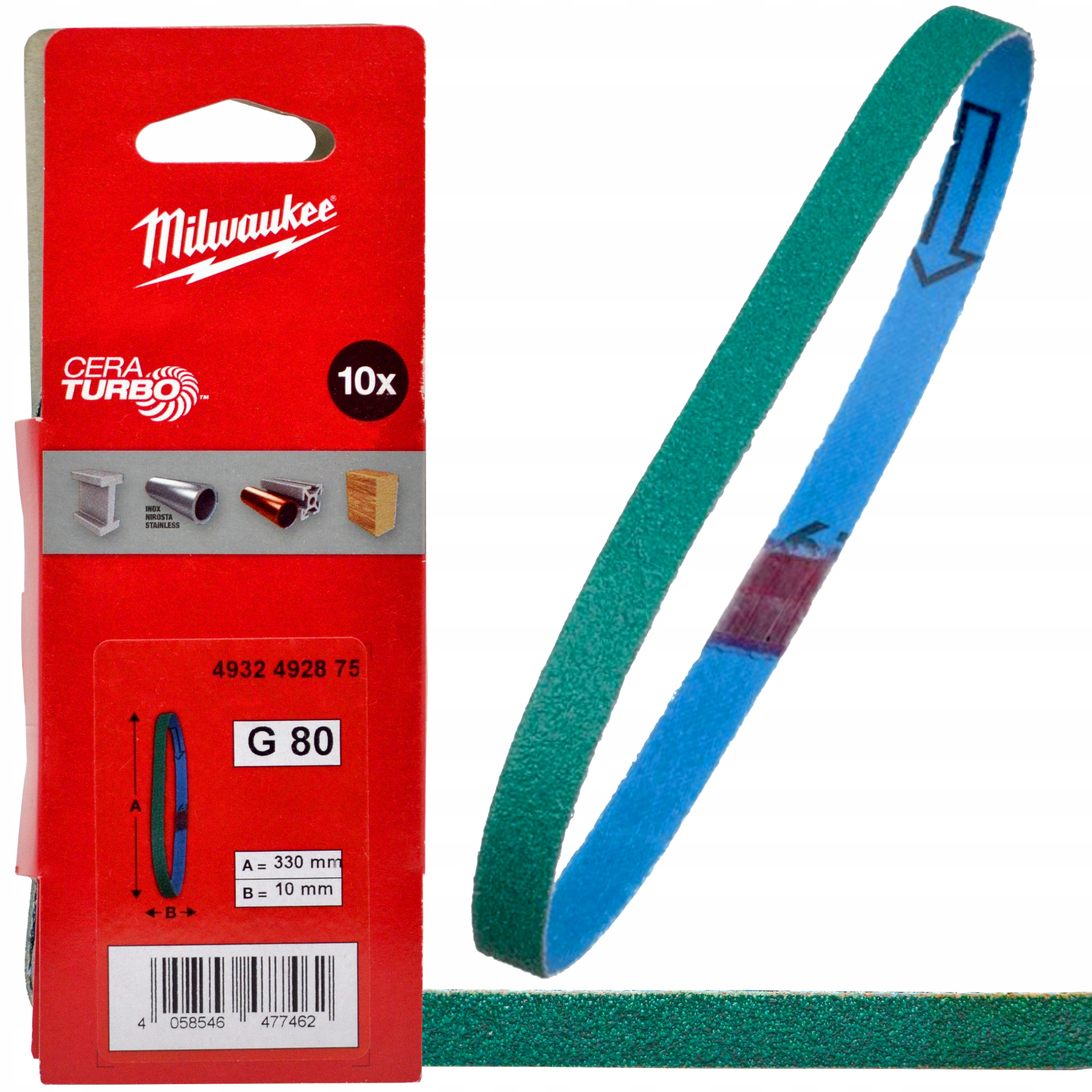 Pas Bezkońcowy Taśma Do Szlifierki Taśmowej 10x330 Papier Ścierny P80 10szt