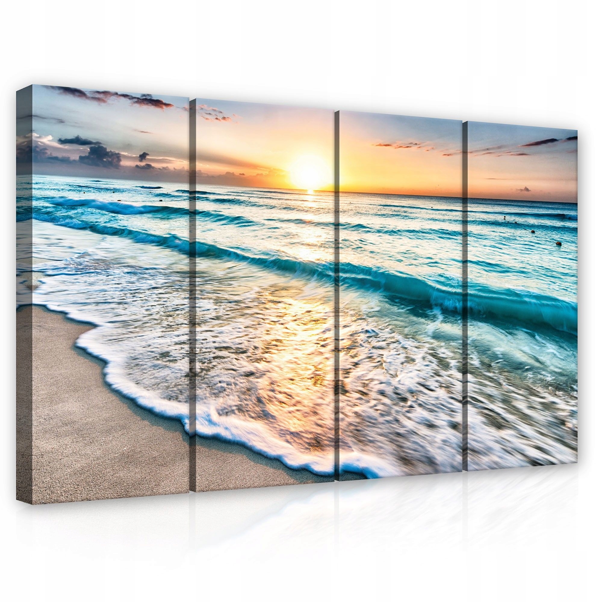 Obraz 120x80 Východ slnka oceán more pláž vlny breh obloha mraky