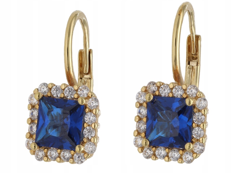 Zlaté náušnice 585 Čtverce Se Zirkony 2,54 g, módní vzor pro ni