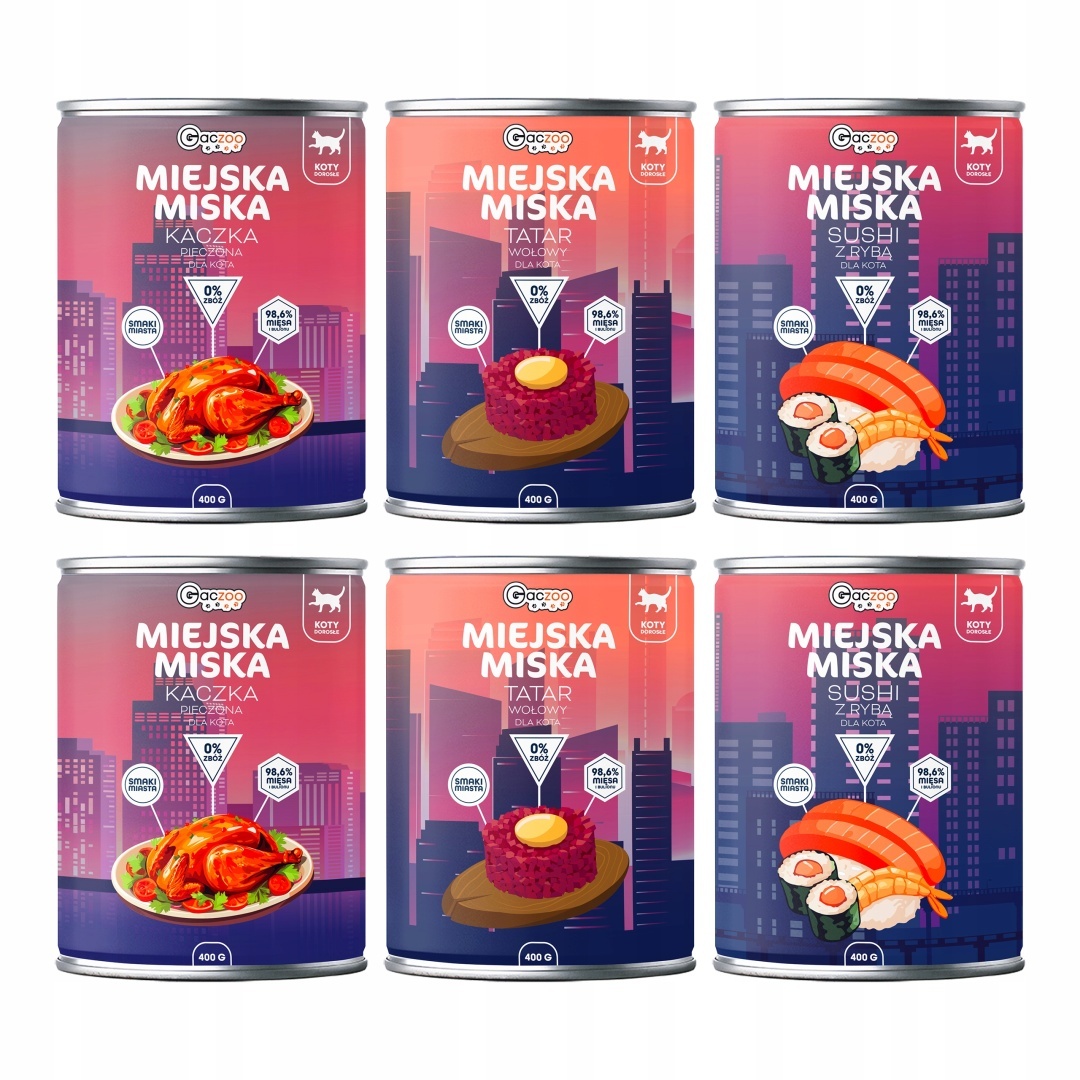 Levně Gaczoo Sada příchutí města 6×400 g – bezobilné krmivo pro kočky