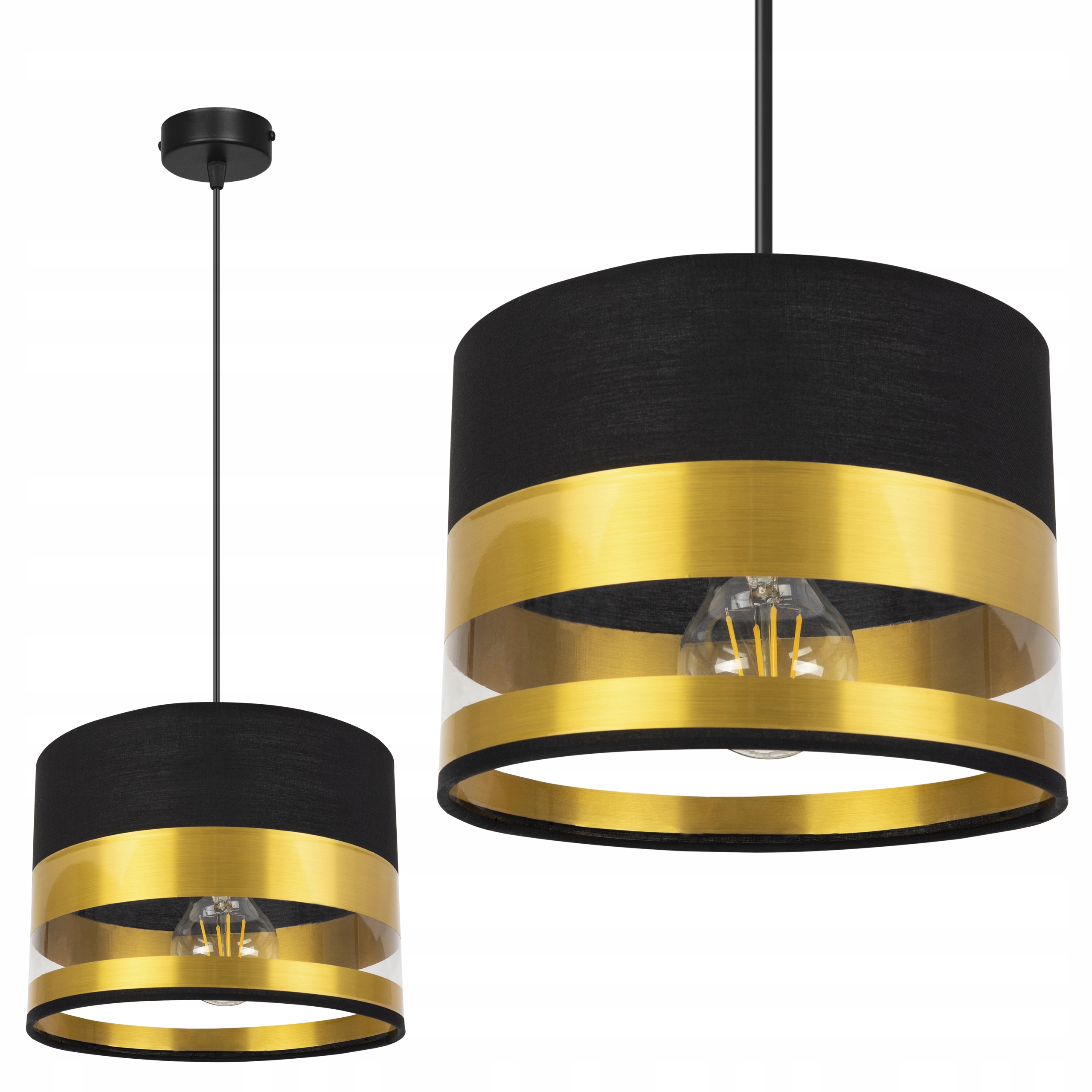 

Lampa Wisząca Sufitowa Złoto Abażur Led