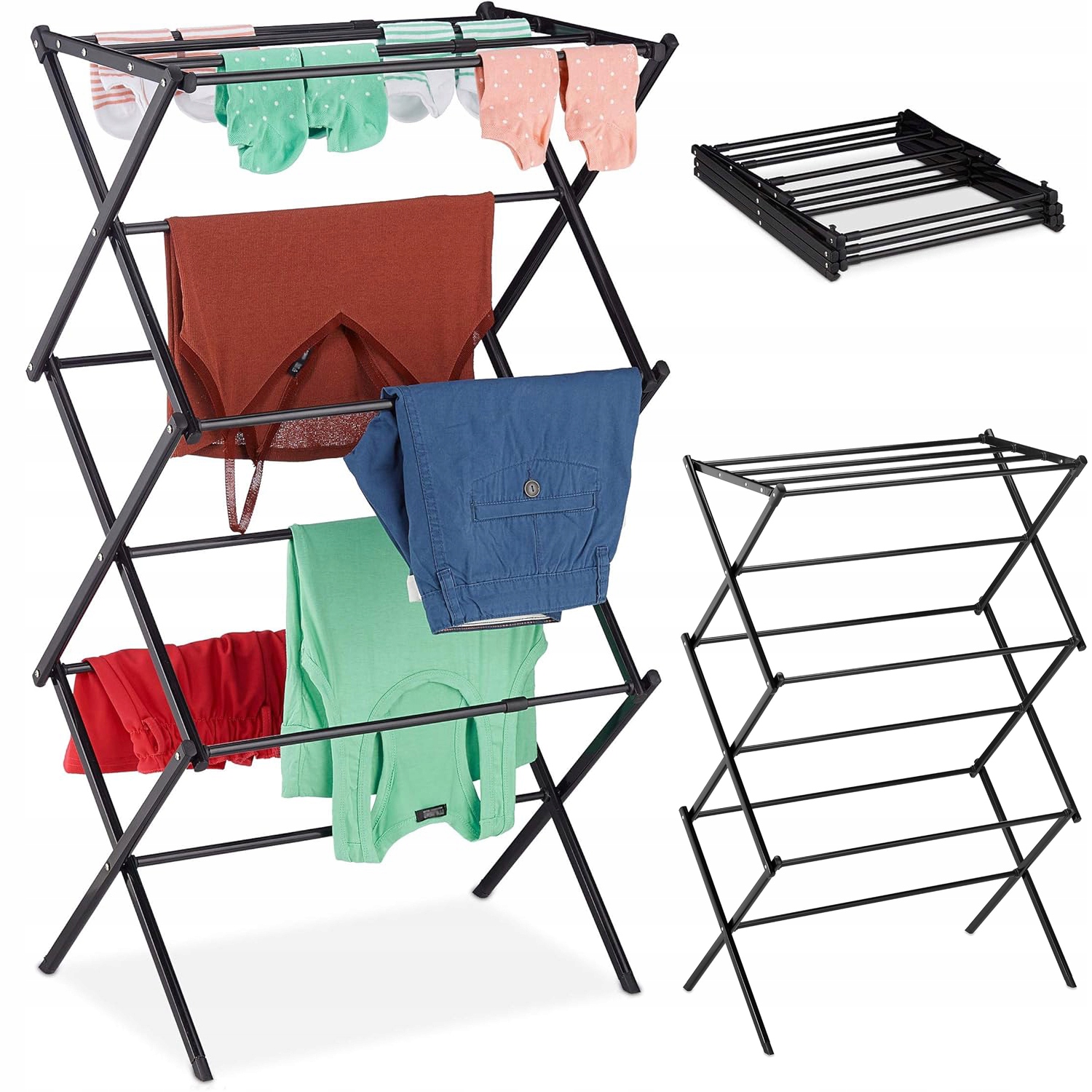 Levně Skládací Vertikální Sušák Na Prádlo Stojací Sušák Balkonový 6 Úrovní