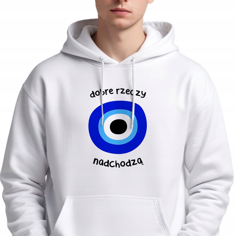 Mikina S Kapucí Bílá Hoodie Dárek pro přítelkyni Oko proroka -s