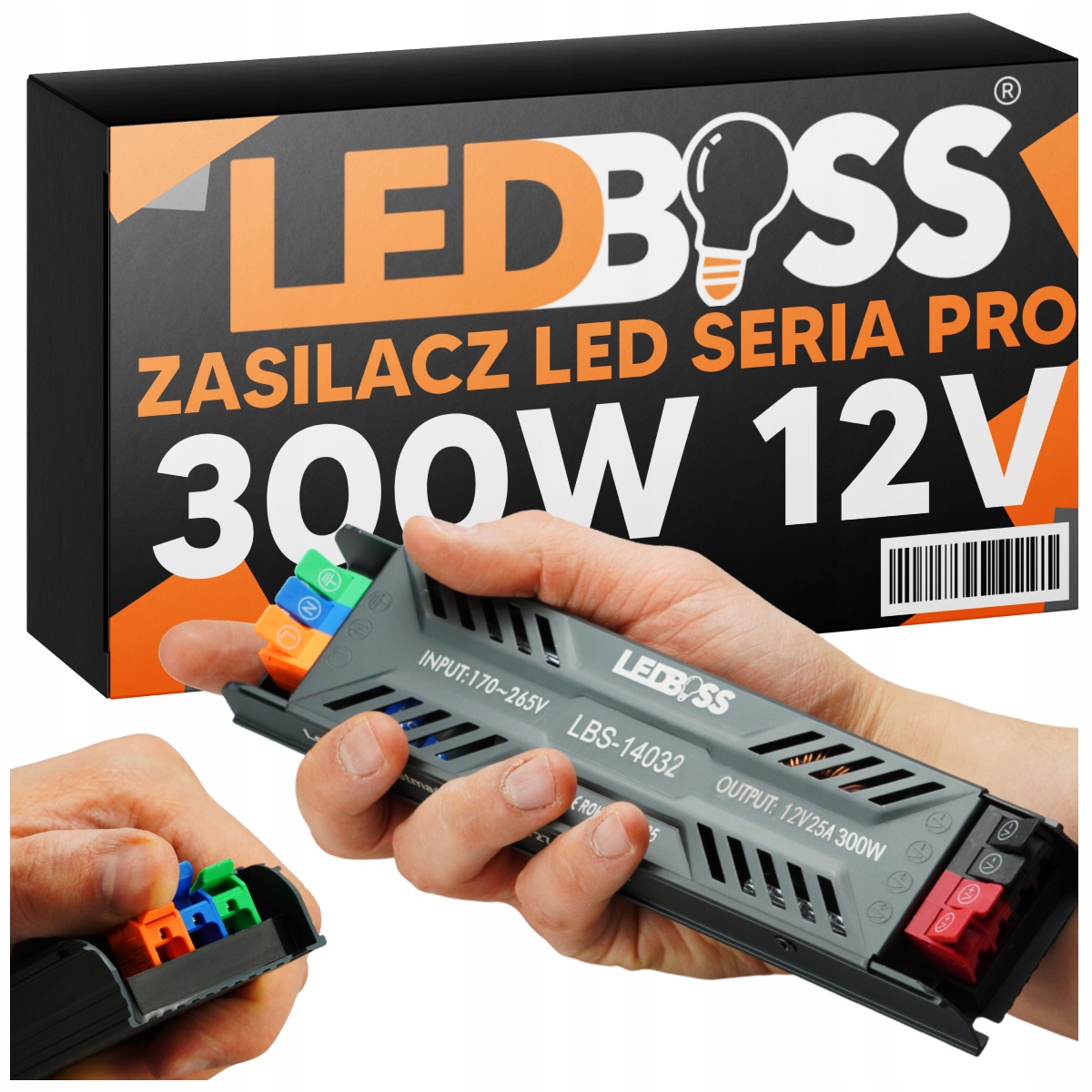 Napájecí Zdroj 12V 300W Ultra Slim Pro Transformátor Led Pásků S Svorkami Ledboss