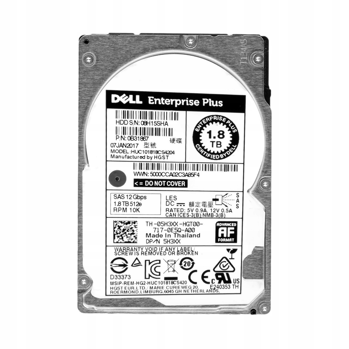 Dell 05H3XX 1,8TB 10K SAS-3 2,5'' HUC101818CS4204