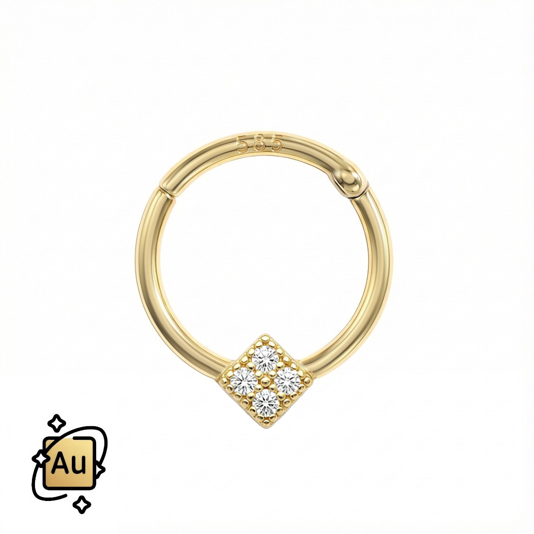 Zlatý ozdobný Clicker 14K Au kolečko ze zlata pr. 585 1,2/8 mm Romb