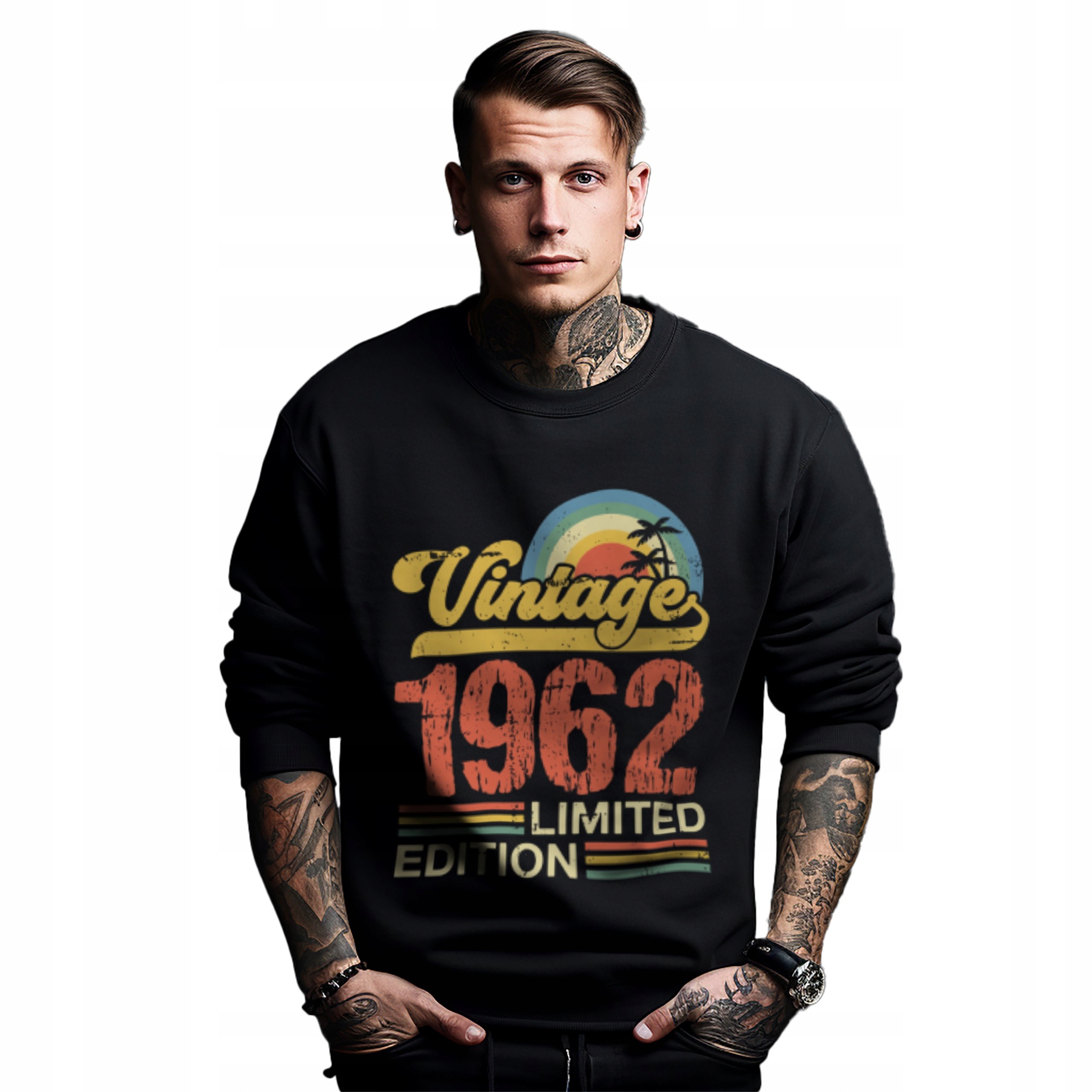 Mikina černá pánská s potiskem dárek k narozeninám, ročník Vintage 1962 Limited
