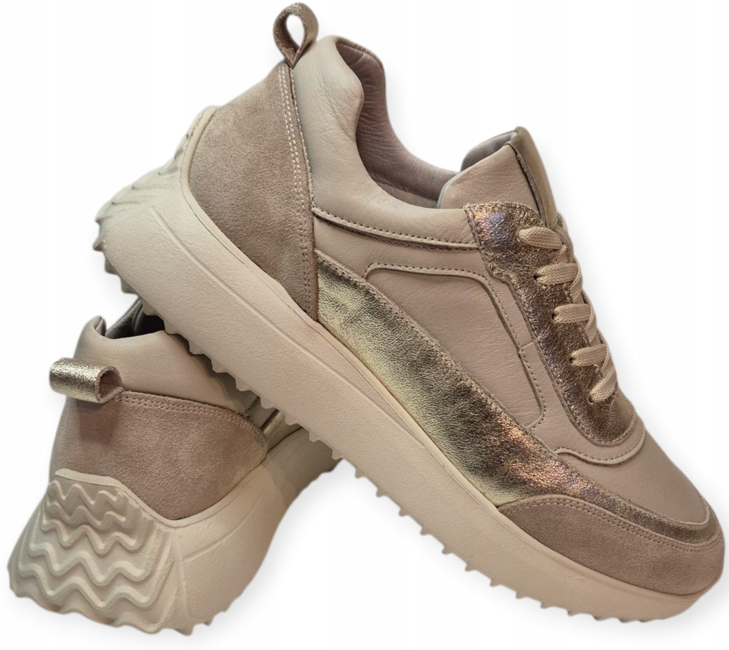 Modo 903-10 Béžovo-zlaté lehké tenisky/kůže vel. 39