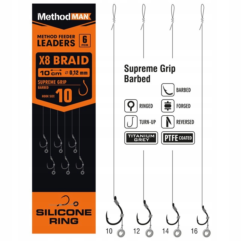 Przypon Konger Methodman Supreme Grip Żyłka 0,23 mm #10 Gumka
