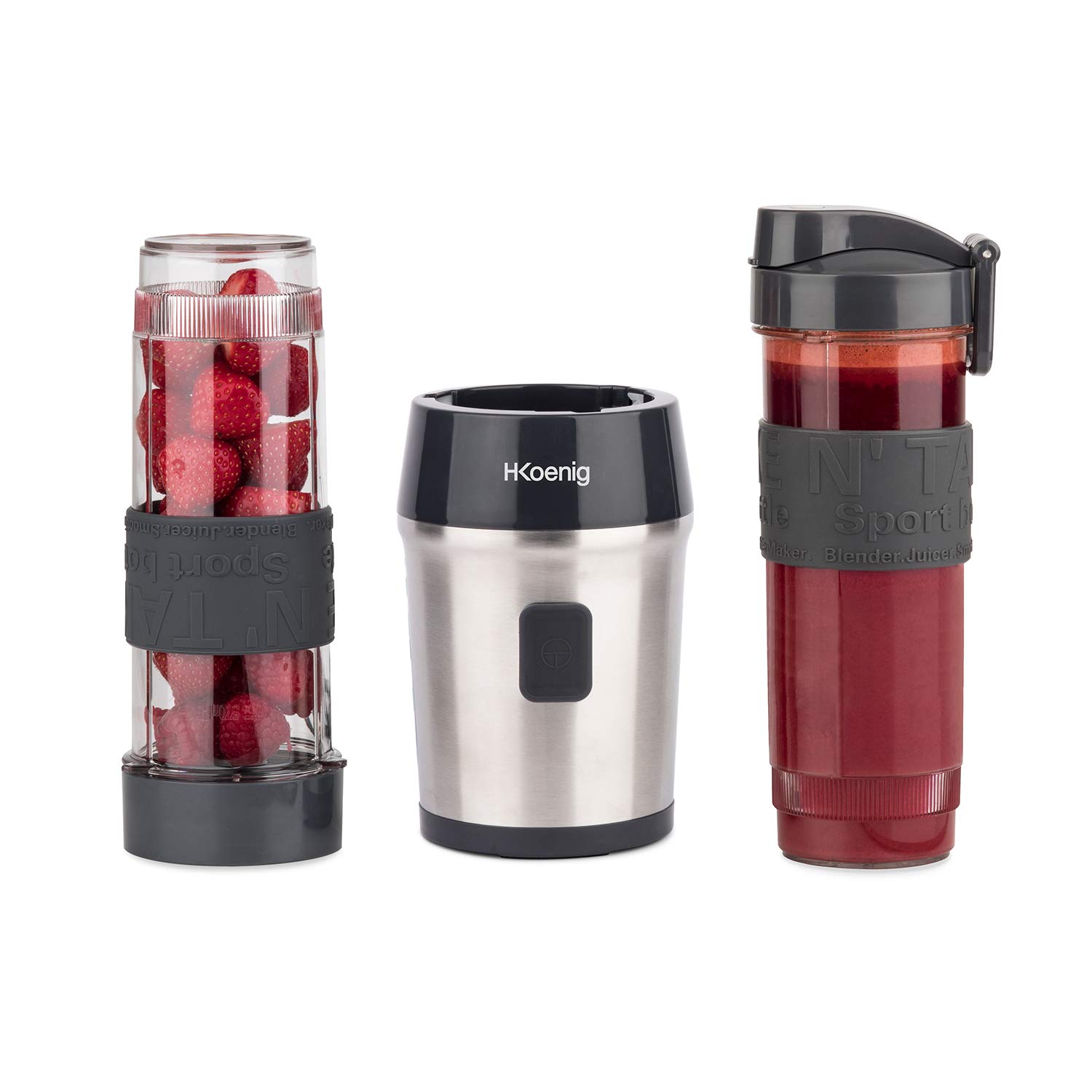 HKOENIG Blender Do Smoothie Kompaktowy 570mL 300W 2 Butelki Szare — miniatura 4