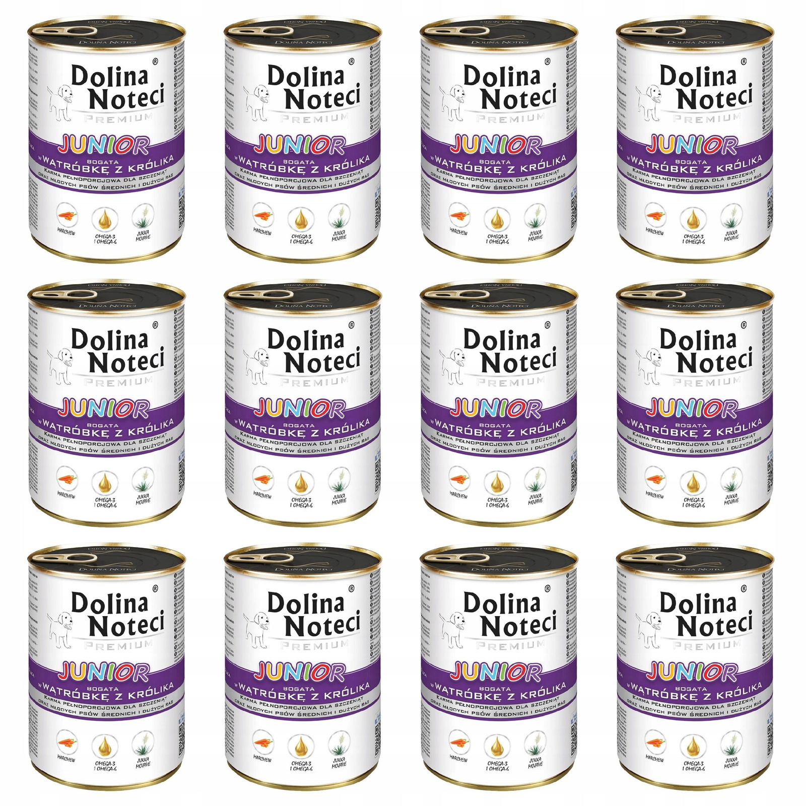 Dolina Noteci Junior Krmivo mokré pro štěňata Játra Králík 12 x 400 g