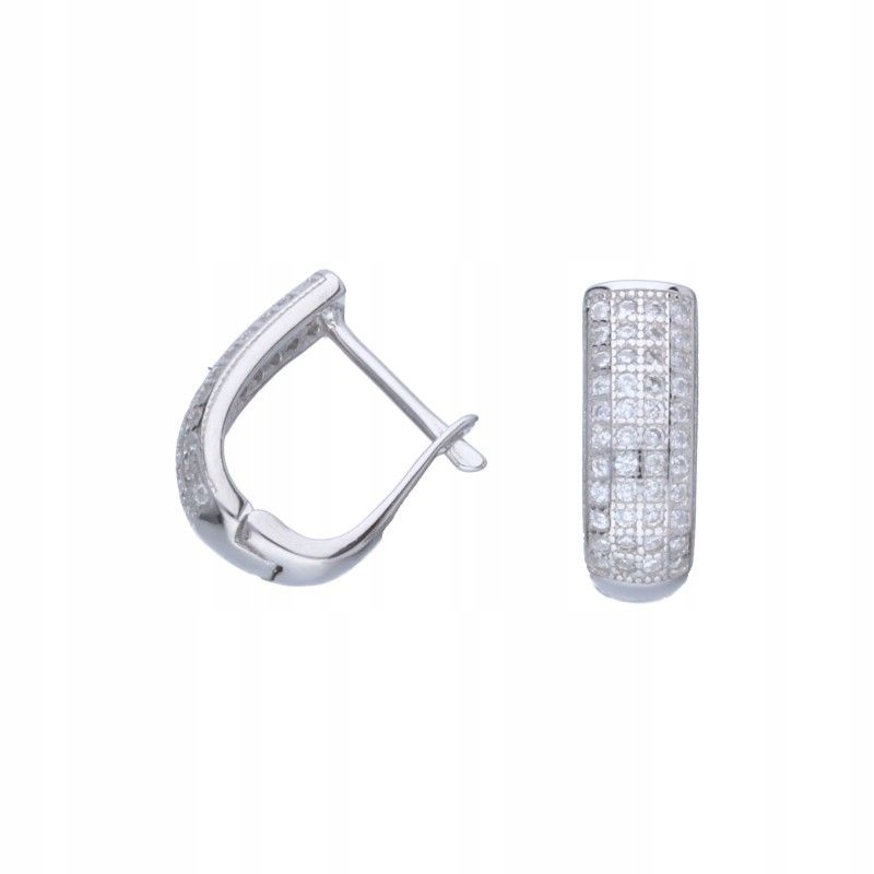 Stříbrné náušnice 925 široké čárky 2.65 g bílé zirkony jako dárek