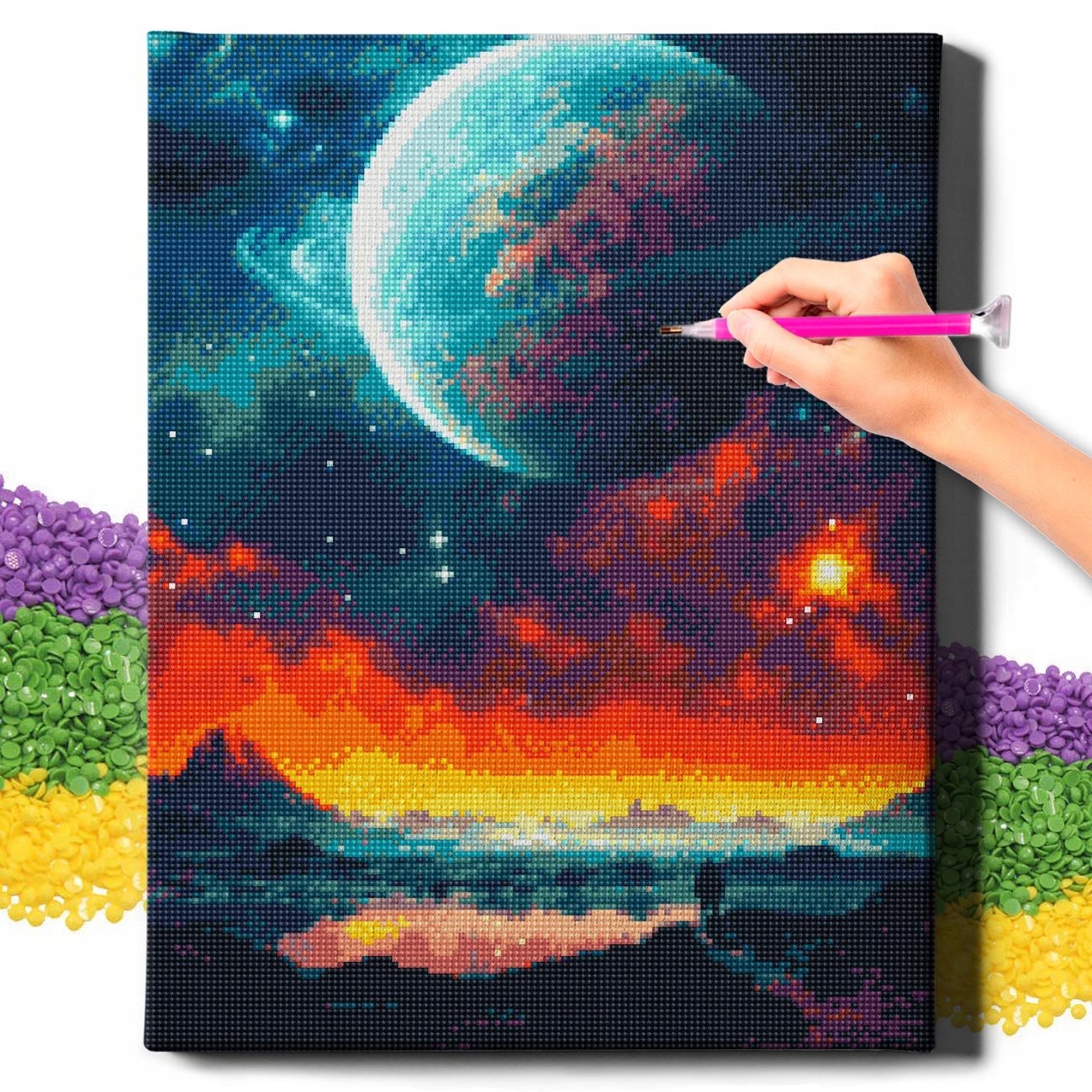 Diamond Painting 5D s Ramou Výšivka Diamantová Velká Krajina Mozaika 40x50 cm
