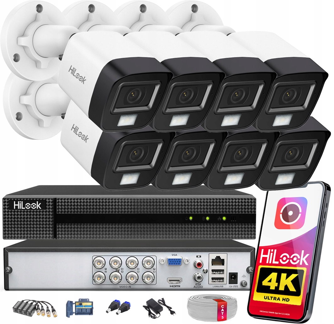 Sada pro monitorování 8 kamer TurboHD 8Mpx 4K HiLook od společnosti Hikvision Šroubovák