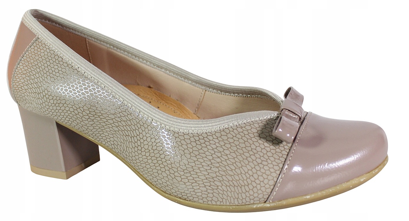 Dámské lodičky Kožené Aga 02483/3079 Béžové Lakované Elegantní Pohodlné 40