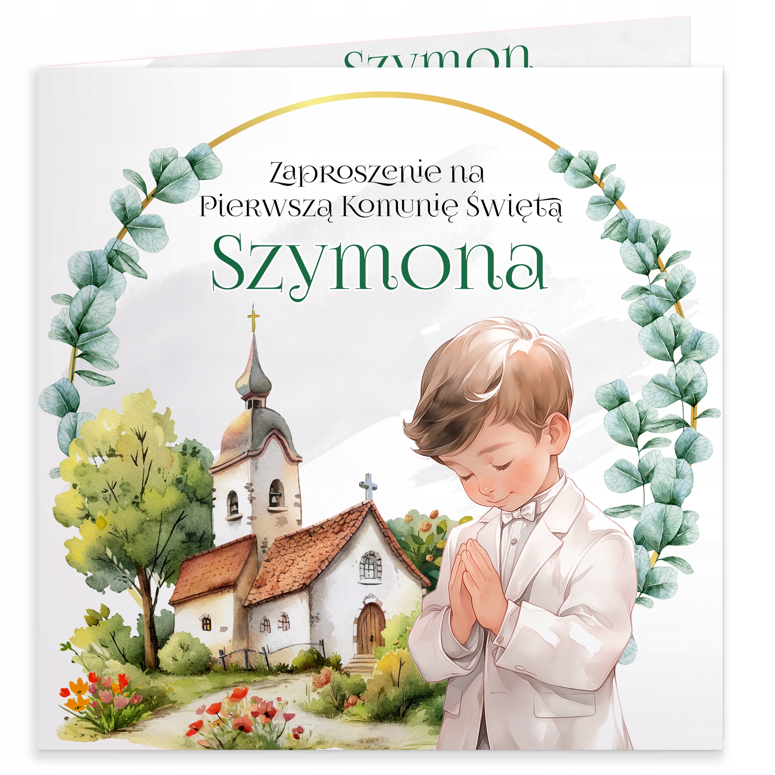 ZAPROSZENIA NA KOMUNIĘ PRZYJĘCIE DLA CHŁOPCA PERSONALIZOWANE + KOPERTA