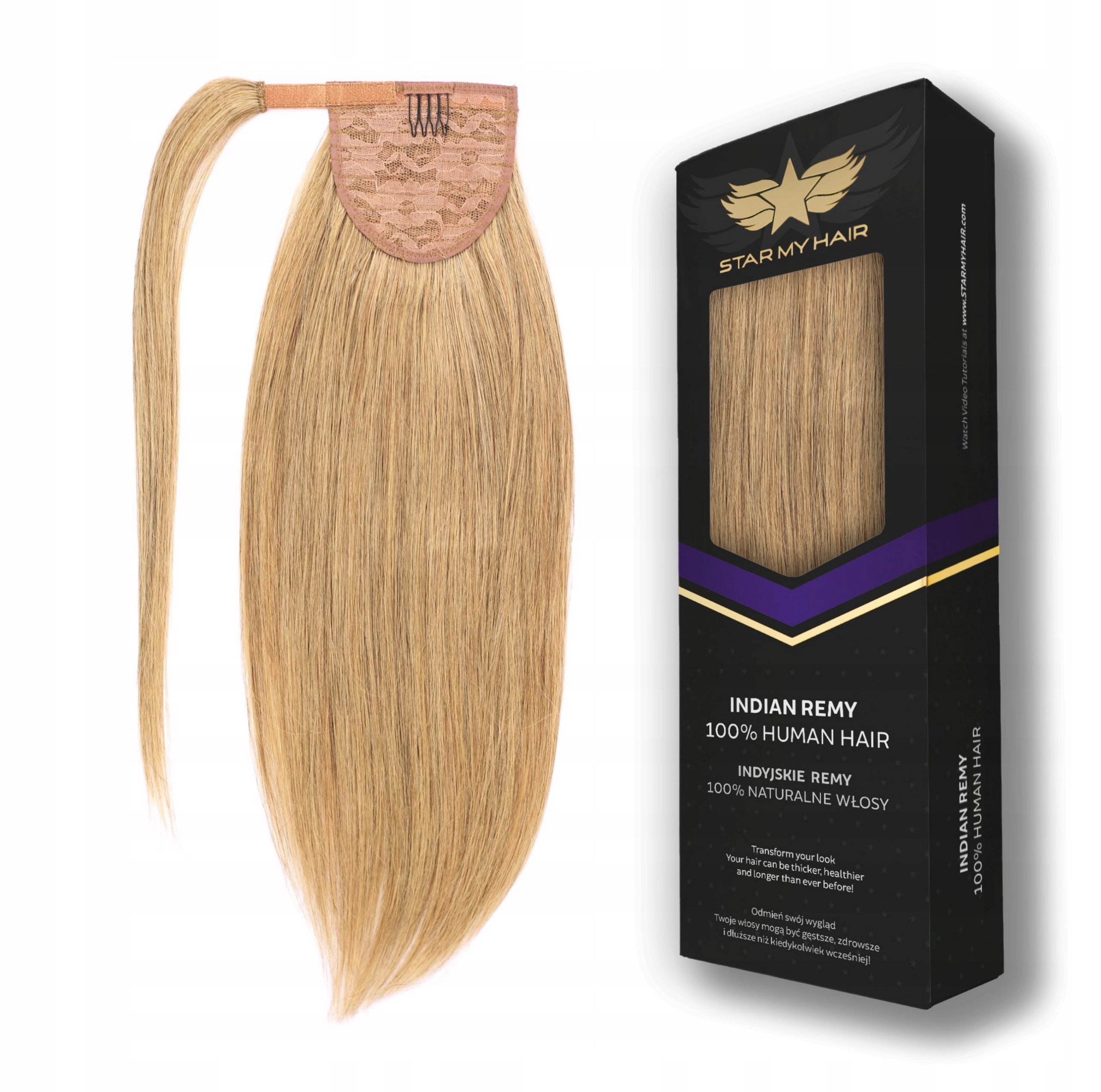 Kucyk doczepiany Dopinany Włosy Naturalne 40cm Kuc