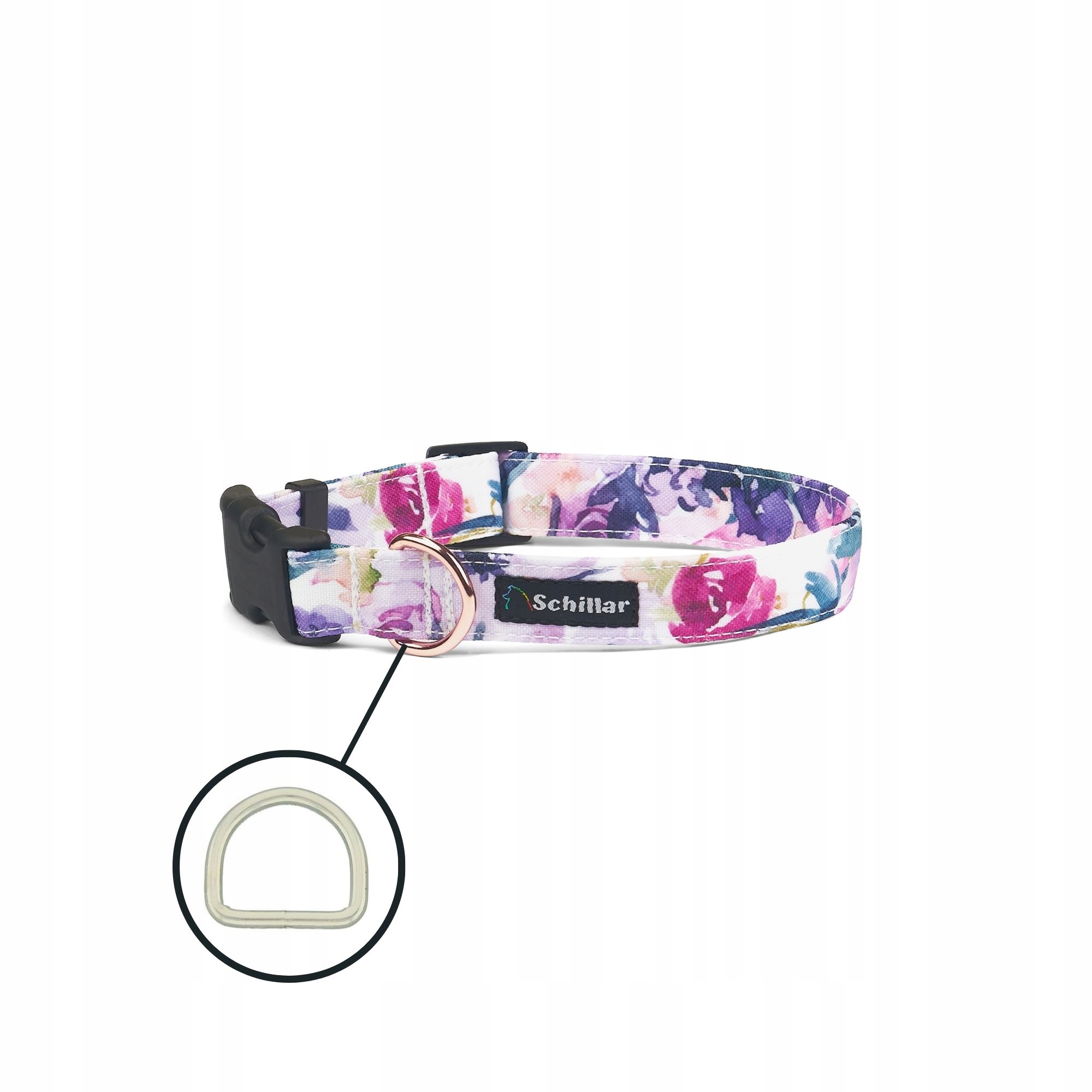 Levně Obojek na sponu pro velkého psa, barevný, fialové květy, velikost L, 40-60 cm