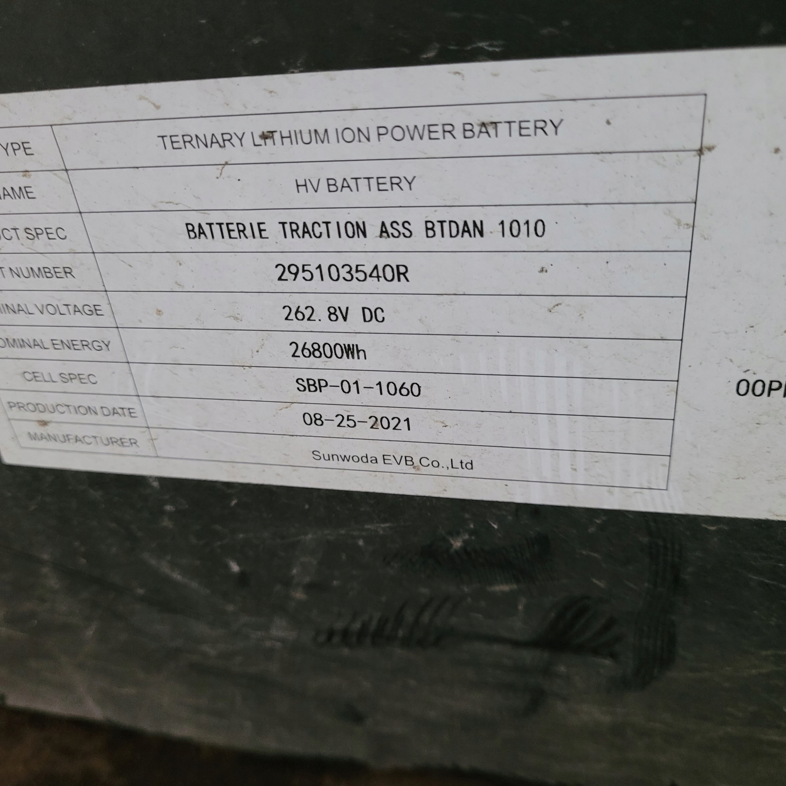 BATERIA AKUMULATOR DACIA SPRING 295103540R