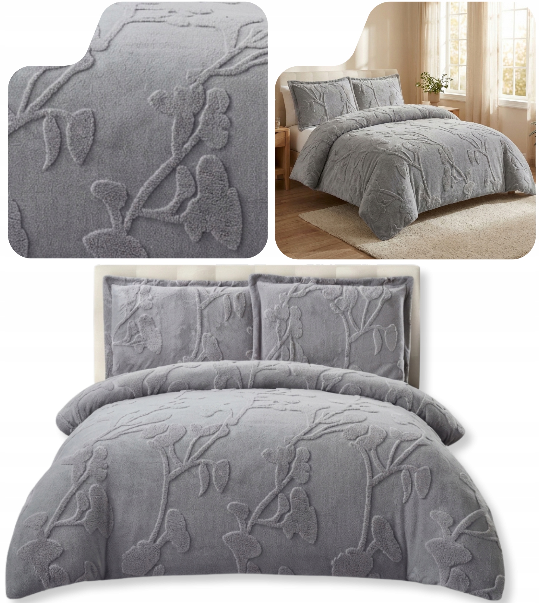 Komplet Pościeli Miś 200x220 +2x70x80cm Flanelowa Wytłaczana Miękka Pościel