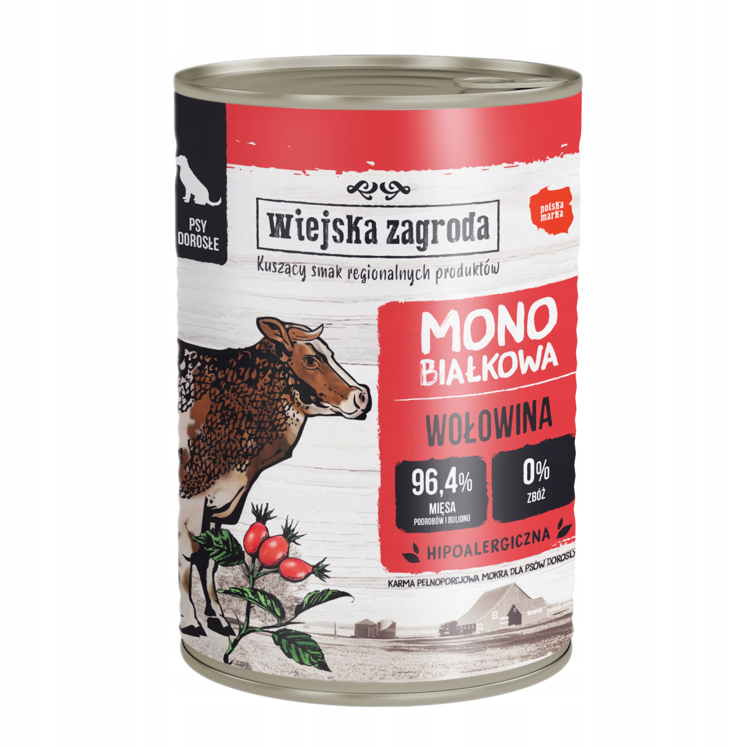 Levně Wiejska Zagroda Monoprotein mokré krmivo pro psy hovězí 12x400g