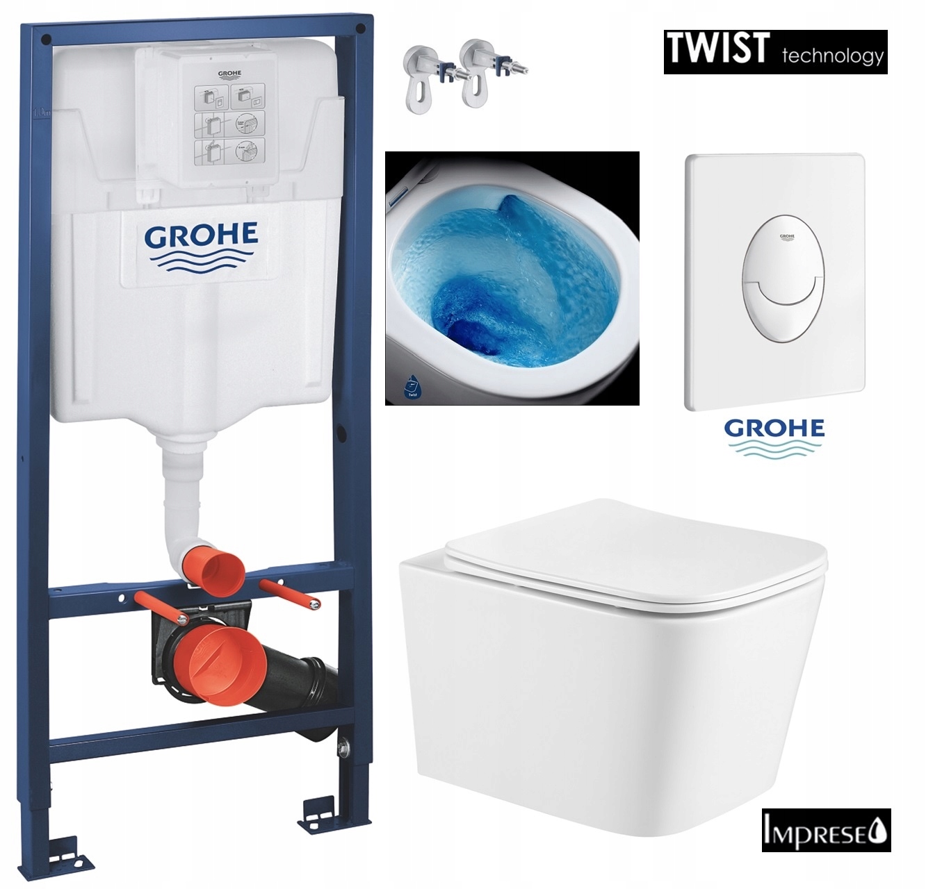 7v1 Podomietková Súprava Wc, Stelaz Grohe, Wc Miska Tornado Imprese, Tlačidlo