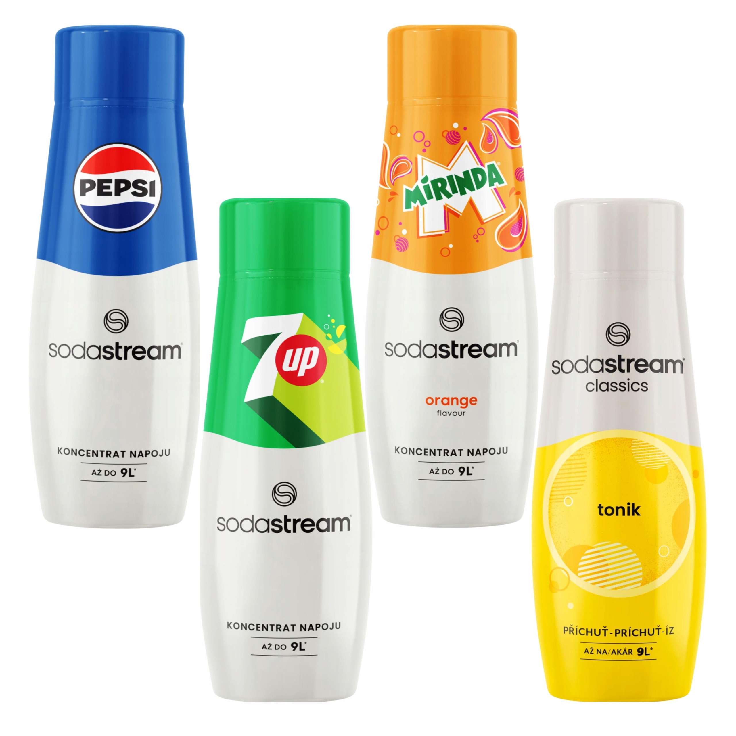 Sada 4 sirupů Sodastream Mirinda Pepsi 7UP Tonik Koncentrát 4 ks