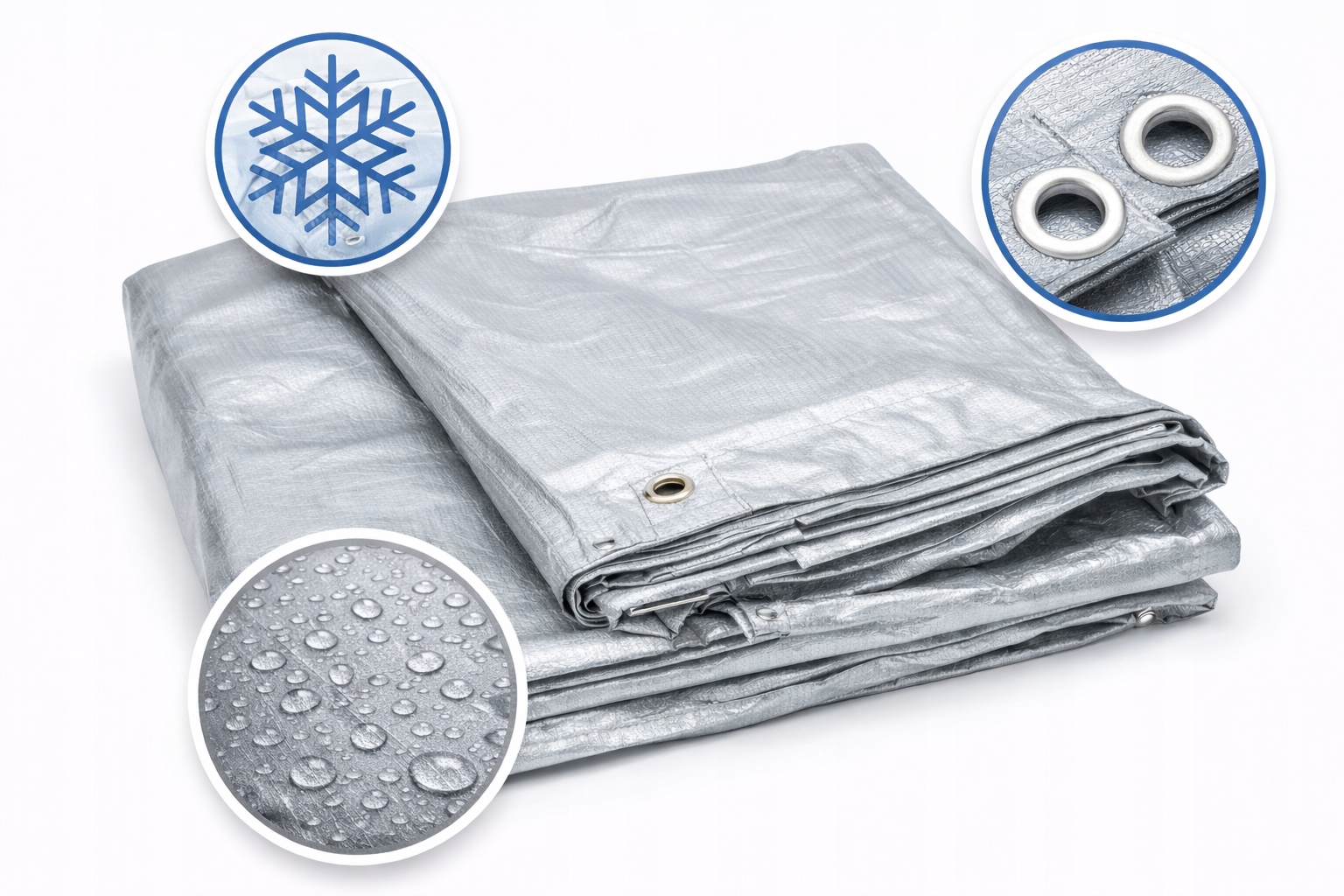 Krycia Plachta 12X18 M Strieborná, Veľmi Hrubá, Vodotesná S Uv Očkami