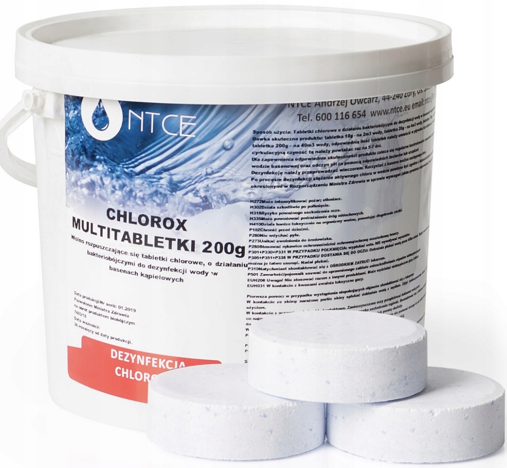 Chlor Multifunkcyjne Duże Tabletki Stabilizowane Basen Jacuzi Ntce 200g 3kg