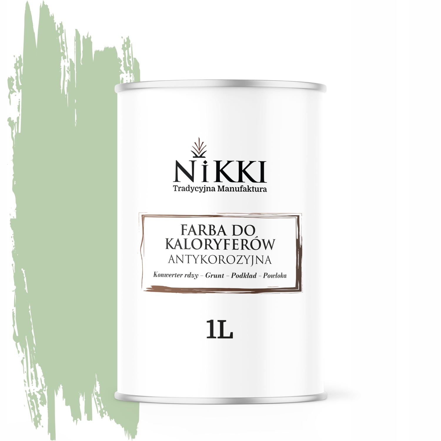Farba do Grzejników Antykorozyjna Odporna 1L Mat Zielony Pastelowy 3w1