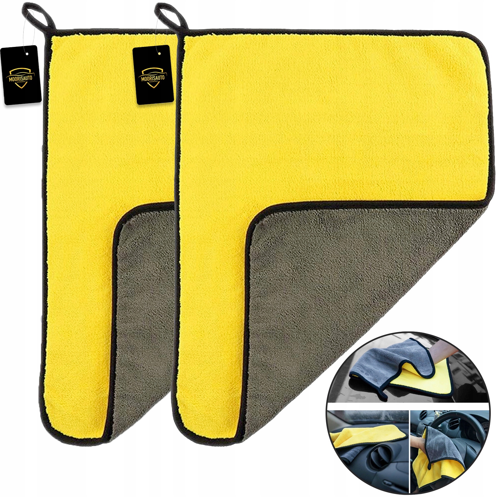 Zestaw 2x Ręcznik Samochodowy Ścierka gruba Mikrofibra do osuszania 40x60cm
