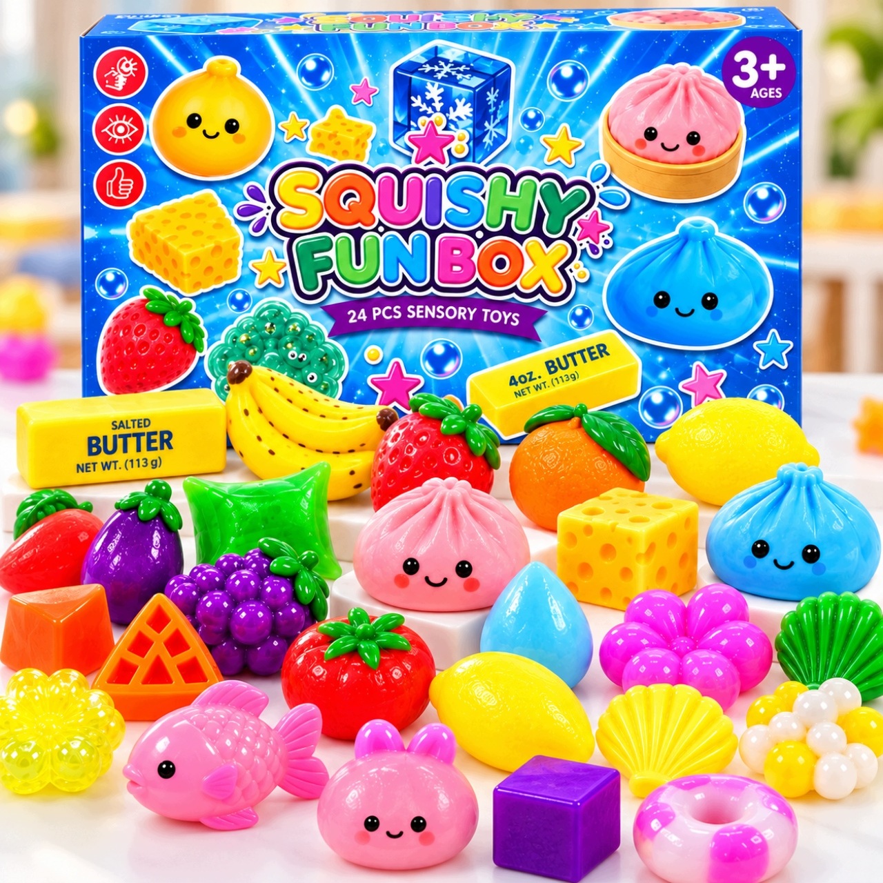 Адвент-календарь Senti подвесной, 24 сенсорные мялки Squishy — фото 2