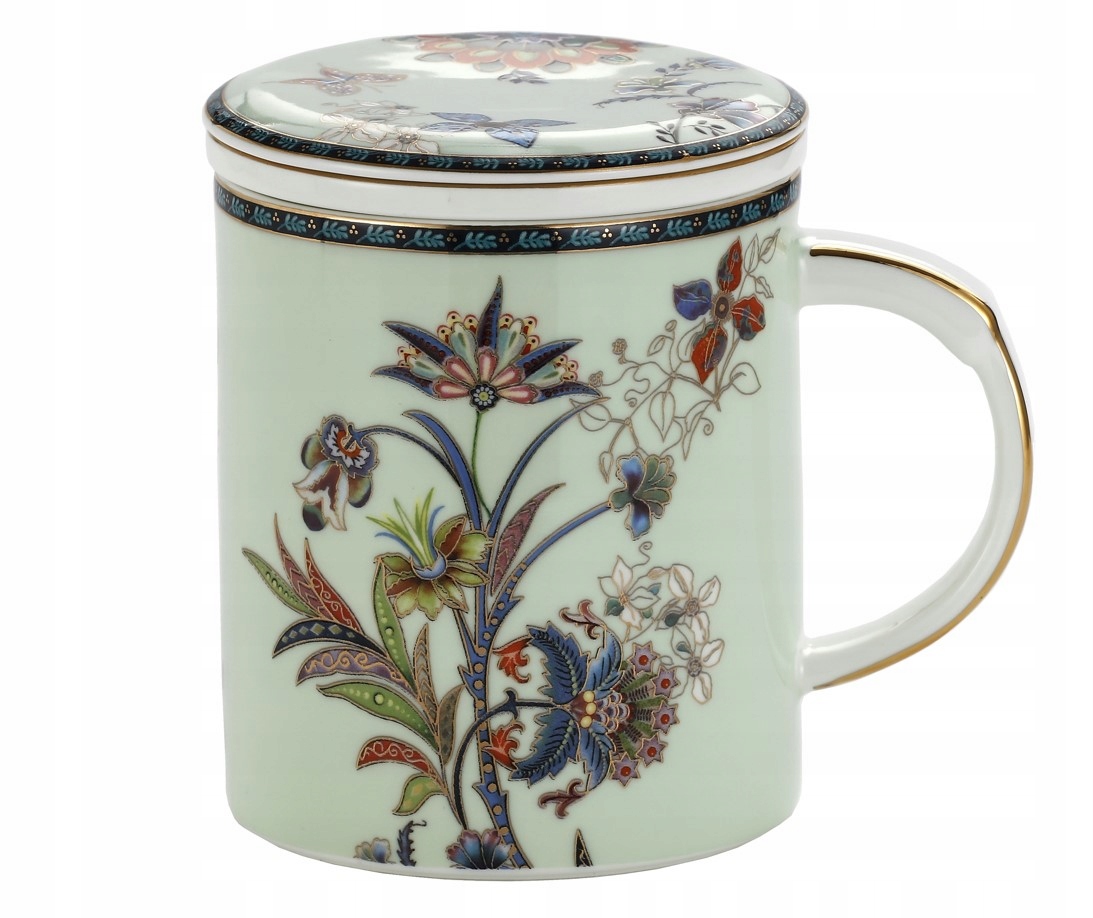 

Kubek z zaparzaczem porcelanowy pokrywka sitko