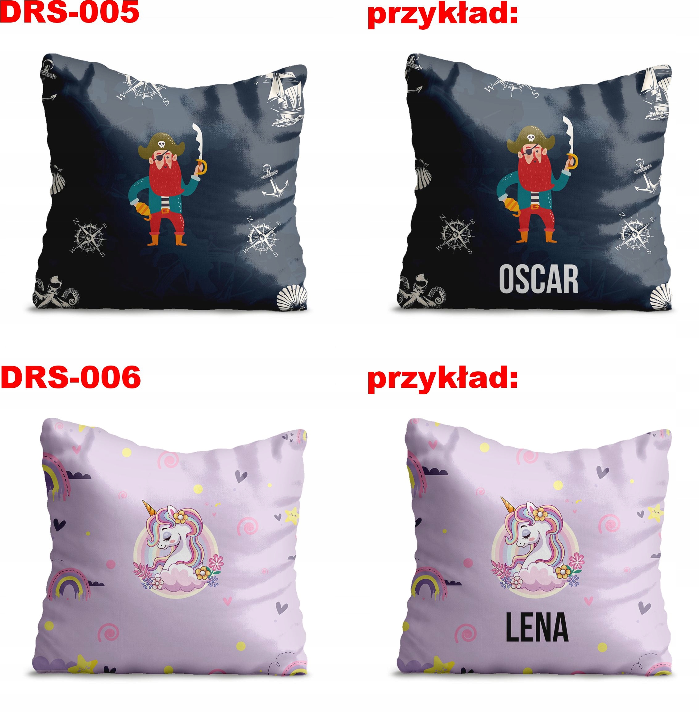 Poszewka na Poduszkę Dziecięca Personalizacja Imię Kids Syna Prezent Wzory Długość (cm) 40 cm